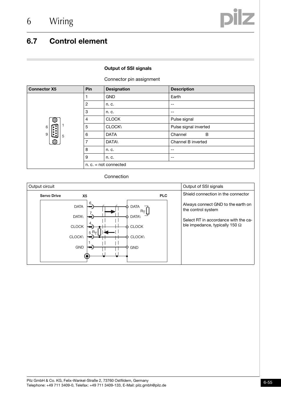 6wiring, 7 control element | Pilz PMCtendo DD5.03/000/0/0/0/110-230VAC User Manual | Page 145 / 209