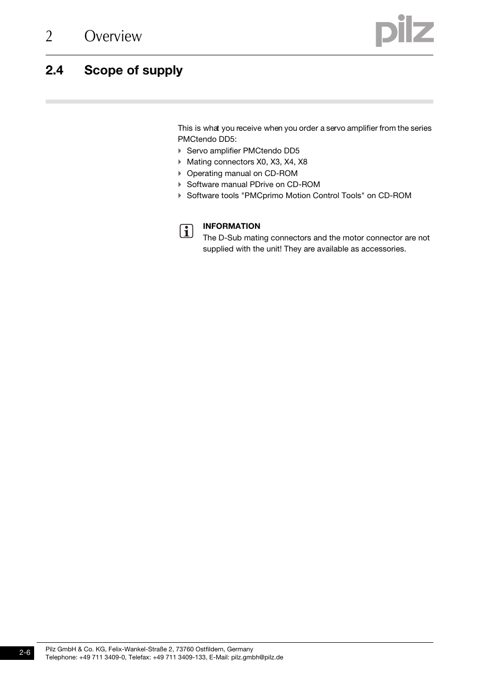 Scope of supply, 2overview, 4 scope of supply | Pilz PMCtendo DD5.03/000/0/0/0/110-230VAC User Manual | Page 16 / 209
