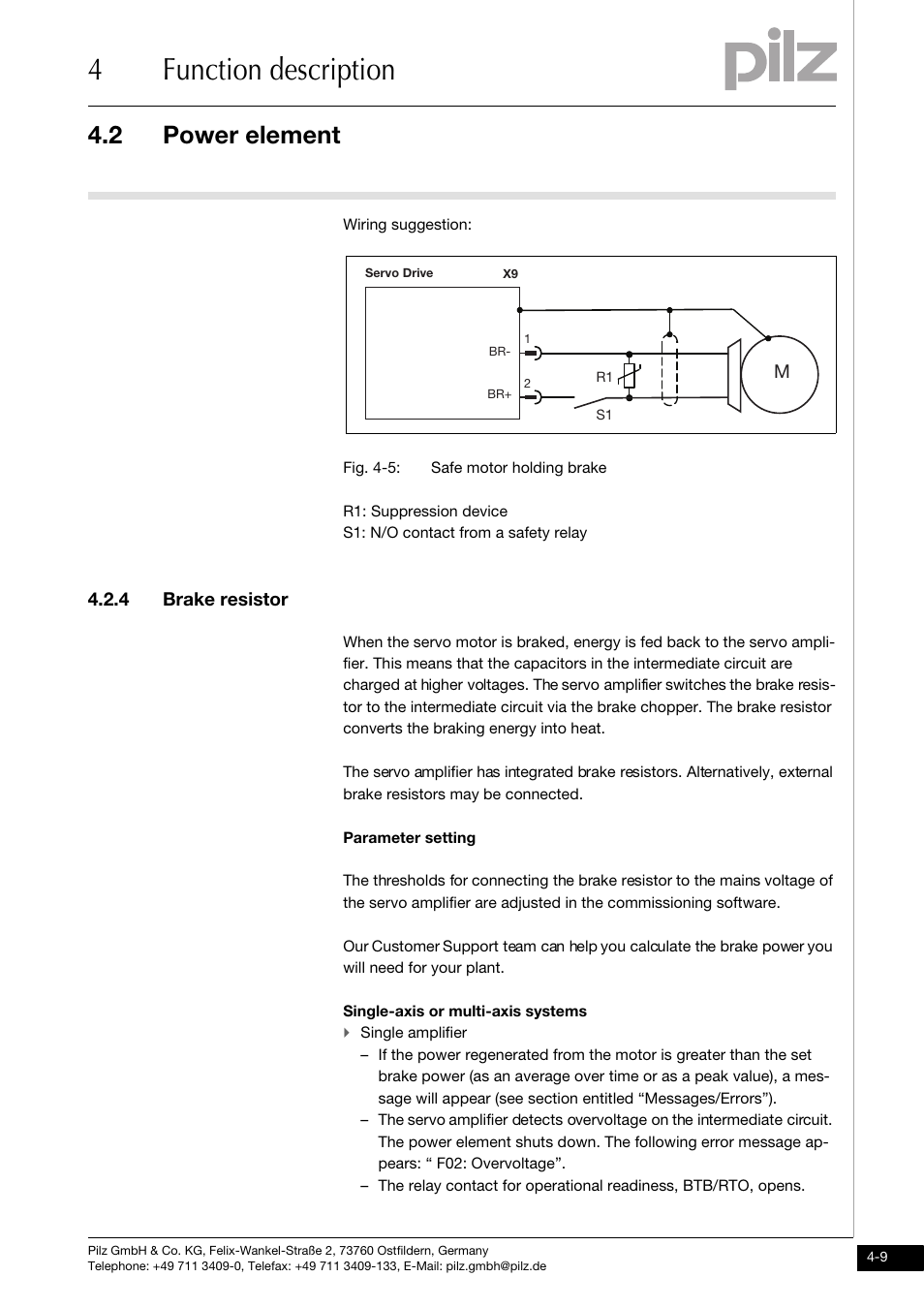 4 brake resistor, 4function description, 2 power element | Pilz PMCtendo DD5.03/000/0/0/0/110-230VAC User Manual | Page 37 / 209