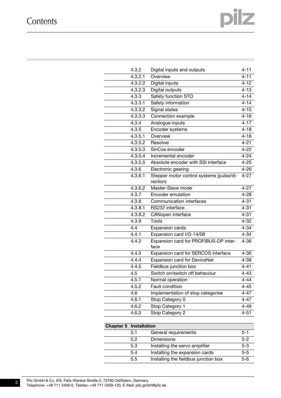Pilz PMCtendo DD5.03/000/0/0/0/110-230VAC User Manual | Page 4 / 209
