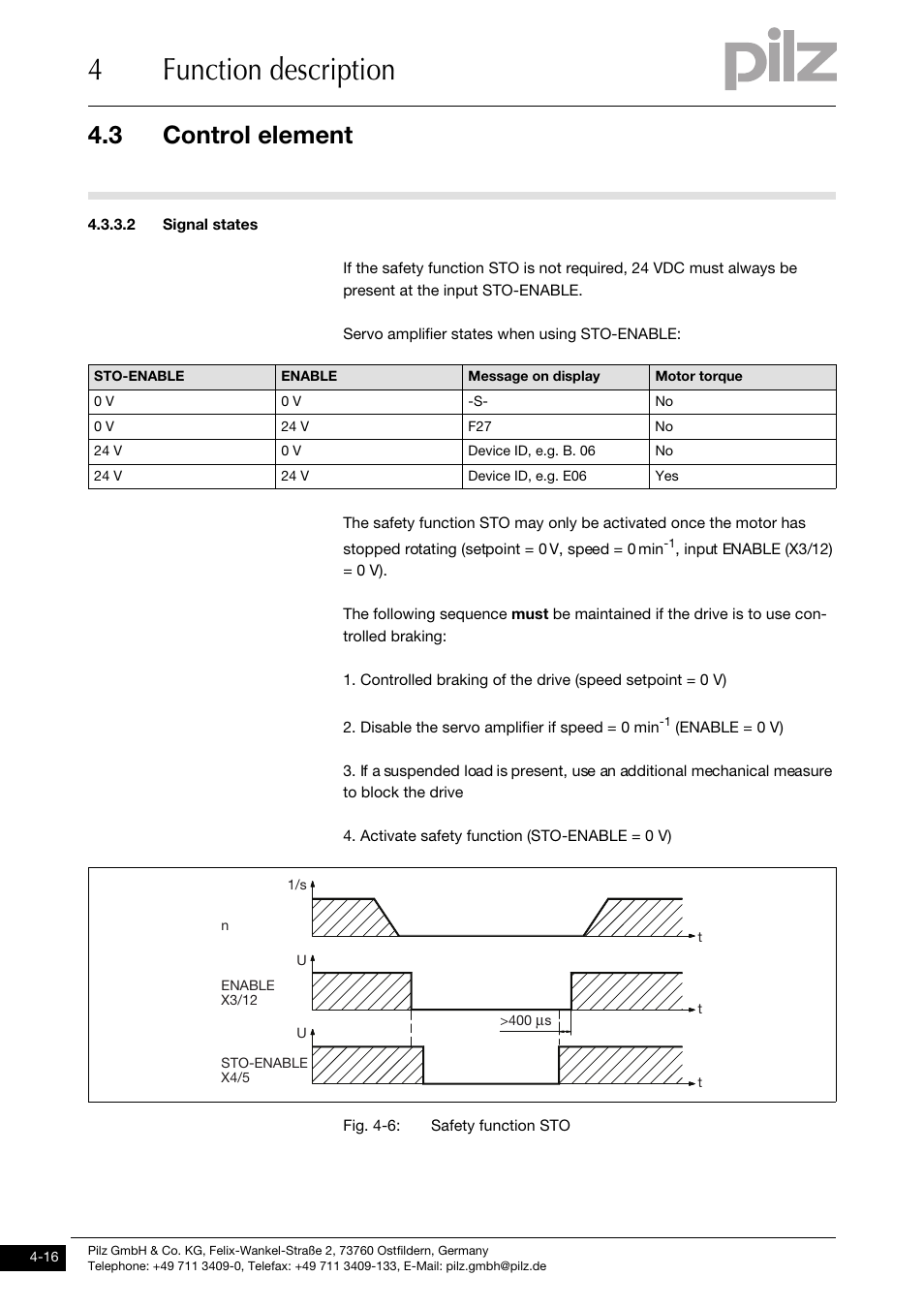 2 signal states, 4function description, 3 control element | Pilz PMCtendo DD5.03/000/0/0/0/110-230VAC User Manual | Page 44 / 209
