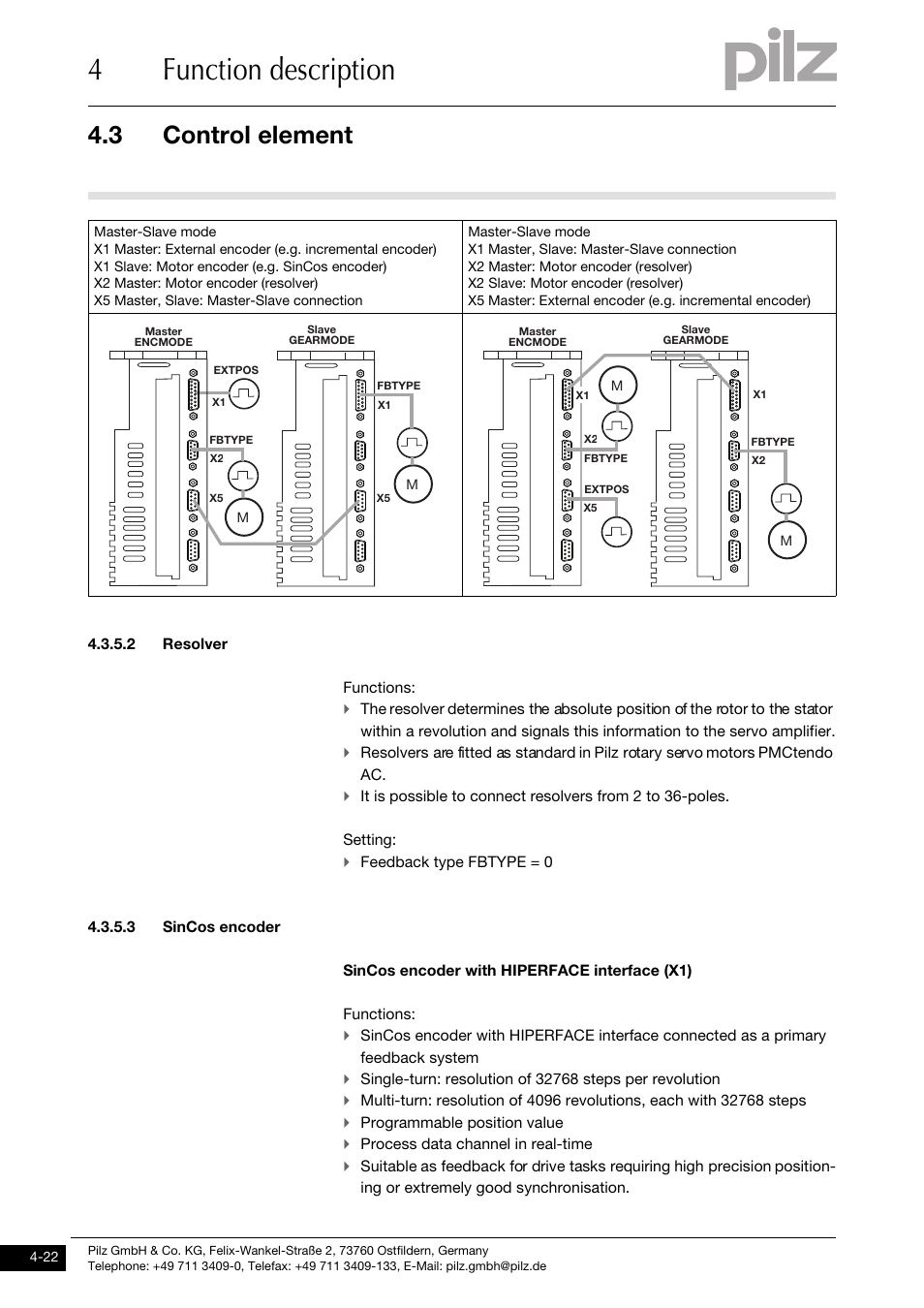 2 resolver, 3 sincos encoder, 4function description | 3 control element | Pilz PMCtendo DD5.03/000/0/0/0/110-230VAC User Manual | Page 50 / 209