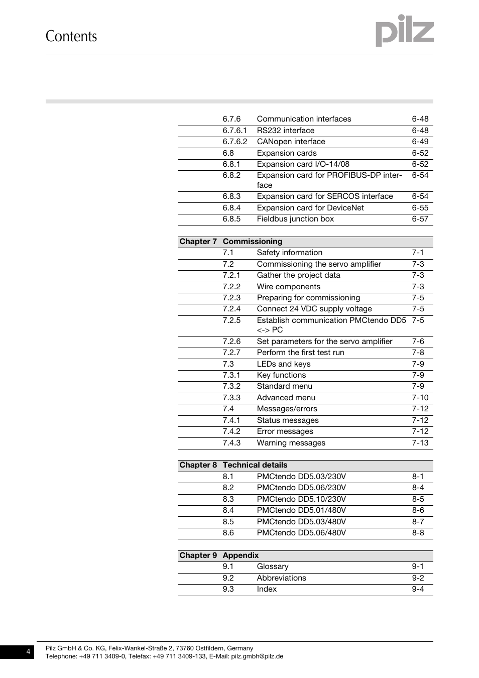 Pilz PMCtendo DD5.03/000/0/0/0/110-230VAC User Manual | Page 6 / 209