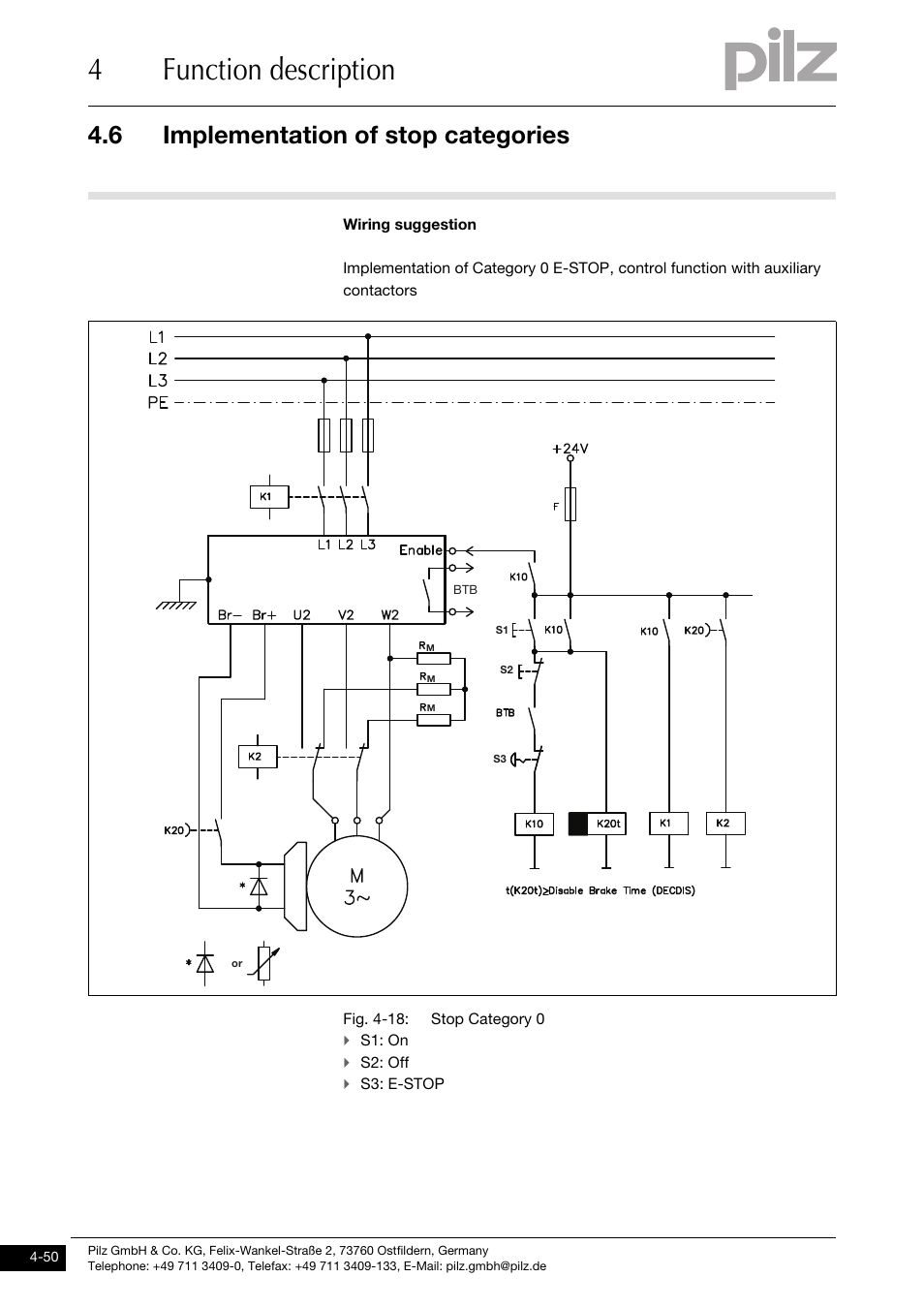 4function description, 6 implementation of stop categories | Pilz PMCtendo DD5.03/000/0/0/0/110-230VAC User Manual | Page 78 / 209