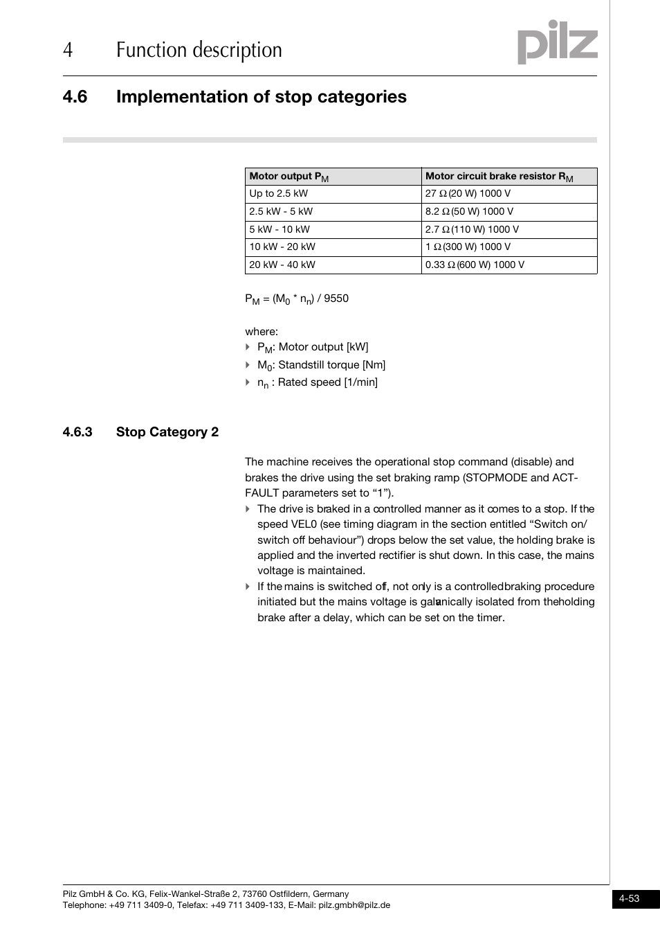3 stop category 2, 4function description, 6 implementation of stop categories | Pilz PMCtendo DD5.03/000/0/0/0/110-230VAC User Manual | Page 81 / 209
