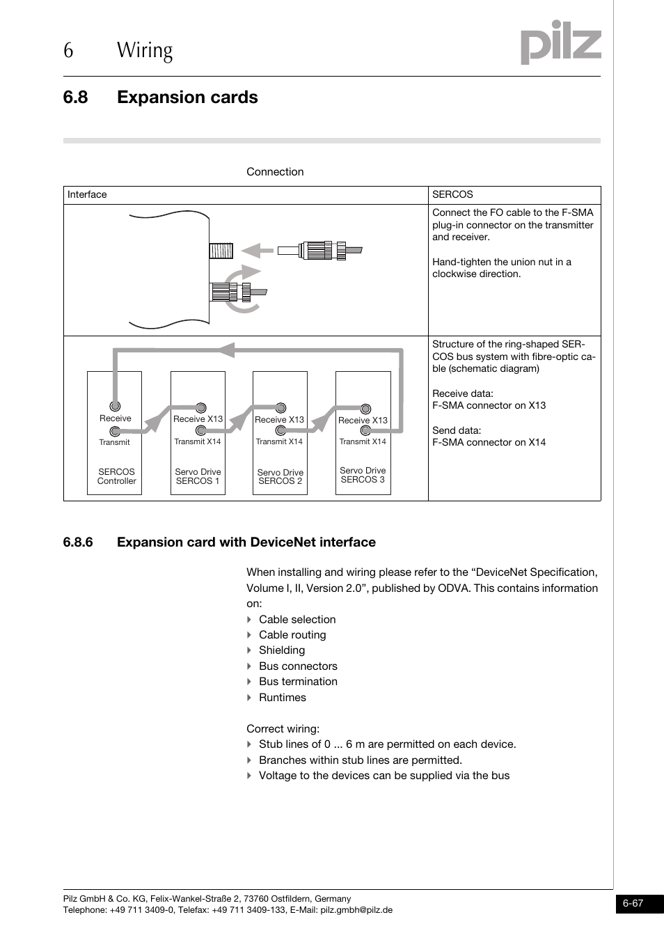 6 expansion card with devicenet interface, 6wiring, 8 expansion cards | Pilz PMCprotego D.72/000/0/0/2/208-480VAC User Manual | Page 175 / 209