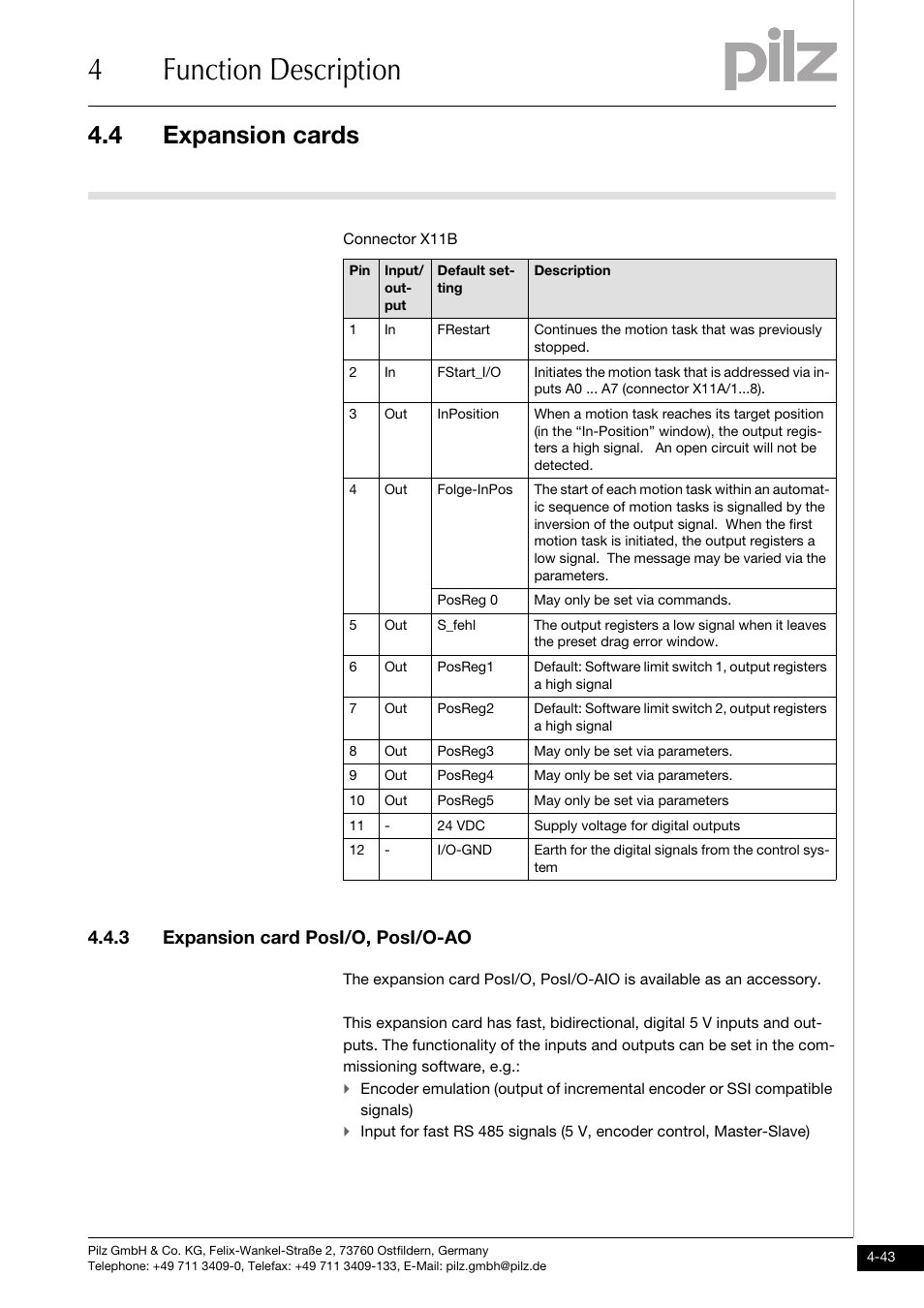 3 expansion card posi/o, posi/o-ao, 4function description, 4 expansion cards | Pilz PMCprotego D.72/000/0/0/2/208-480VAC User Manual | Page 77 / 209