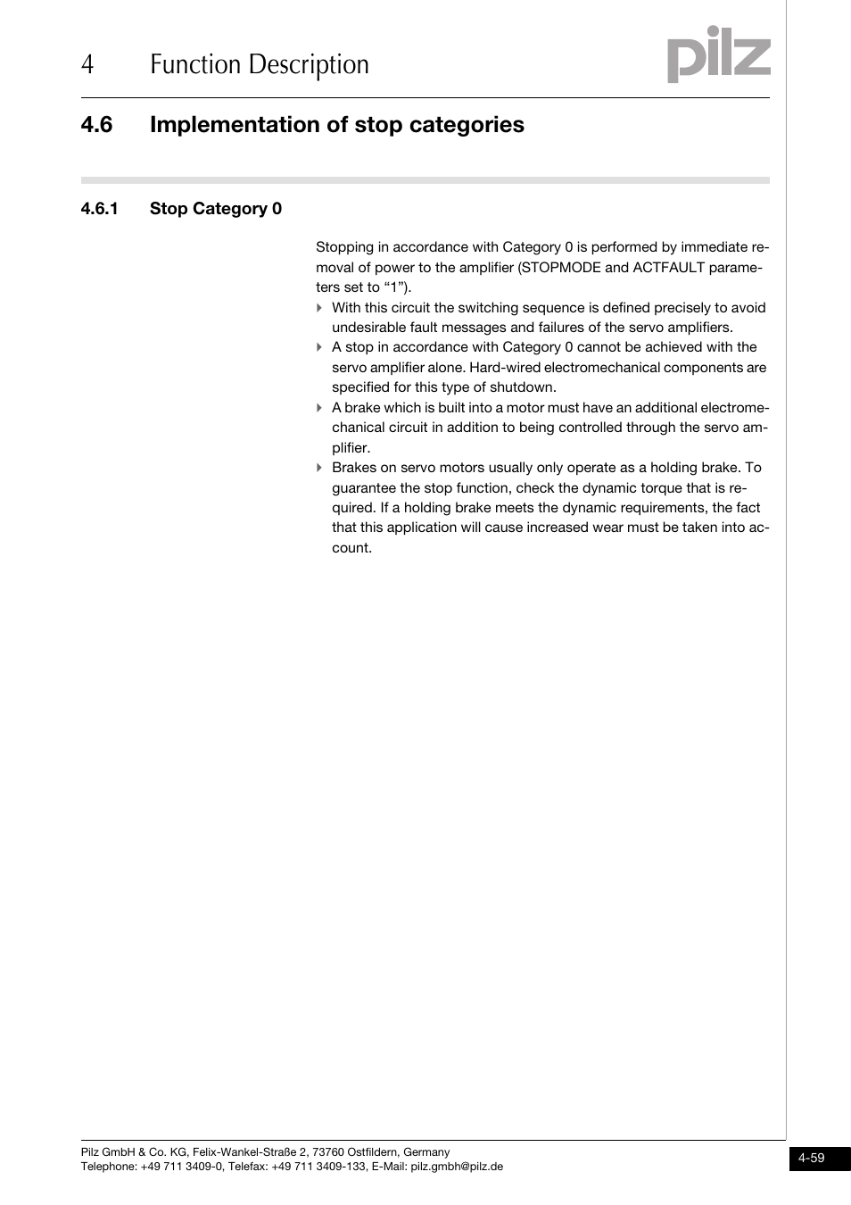 Implementation of stop categories, 1 stop category 0, 4function description | 6 implementation of stop categories | Pilz PMCprotego D.72/000/0/0/2/208-480VAC User Manual | Page 93 / 209