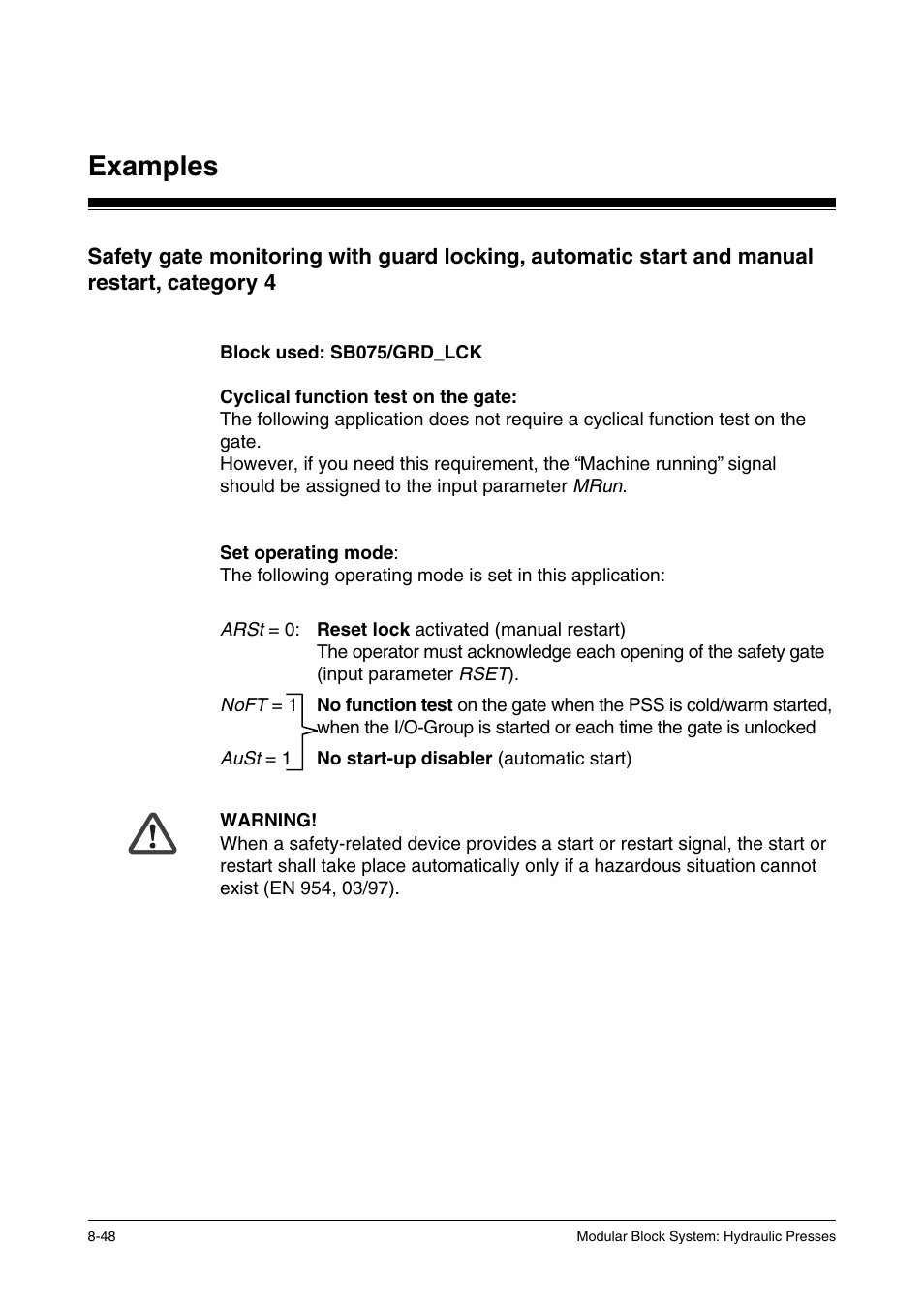 Examples | Pilz PSS SB HYD, Basic license User Manual | Page 284 / 308