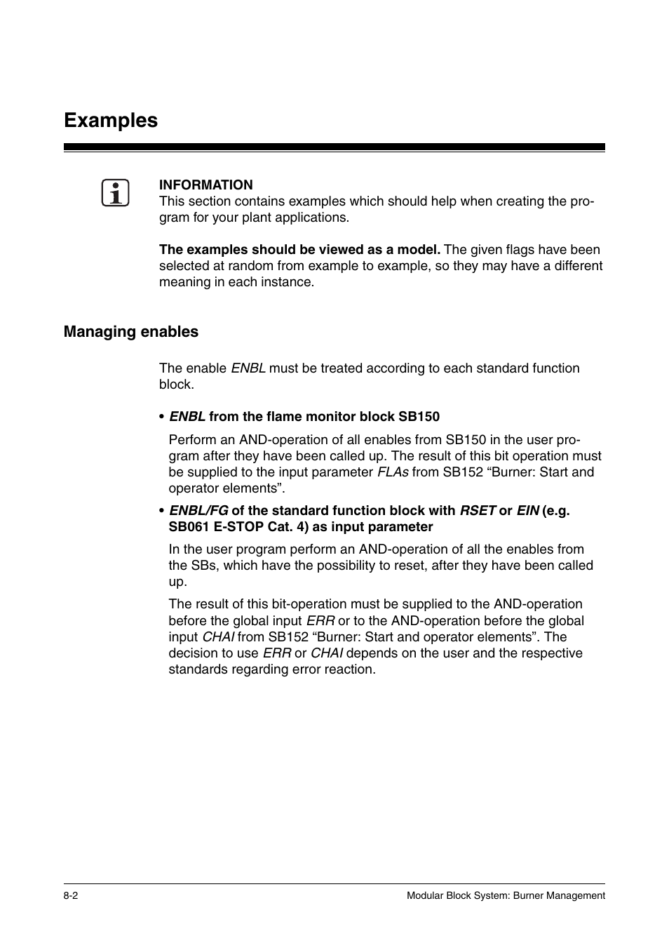 Managing enables, Examples | Pilz PSS SB FT, Basic license User Manual | Page 166 / 191