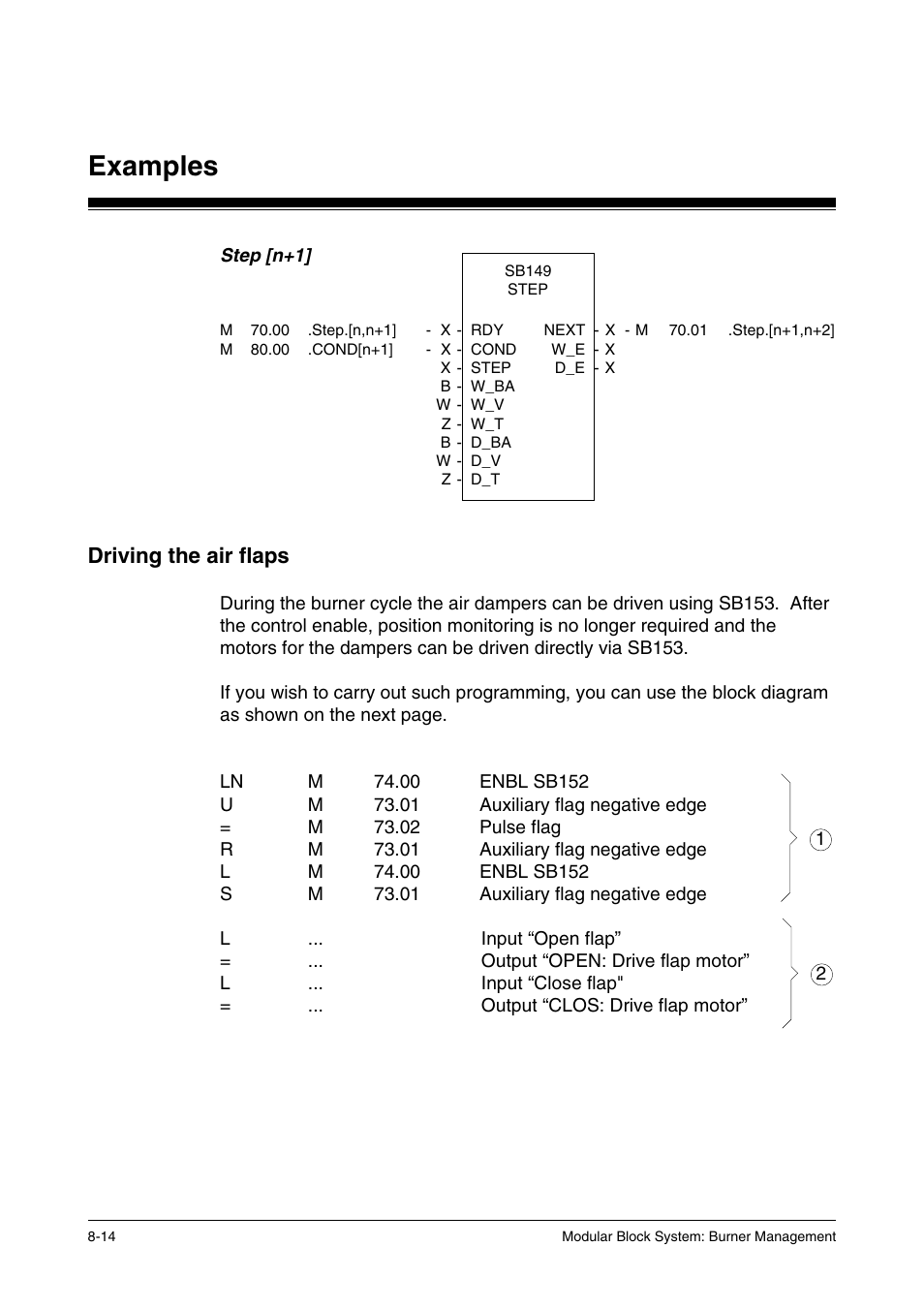 Driving the air flaps, Examples | Pilz PSS SB FT, Basic license User Manual | Page 178 / 191