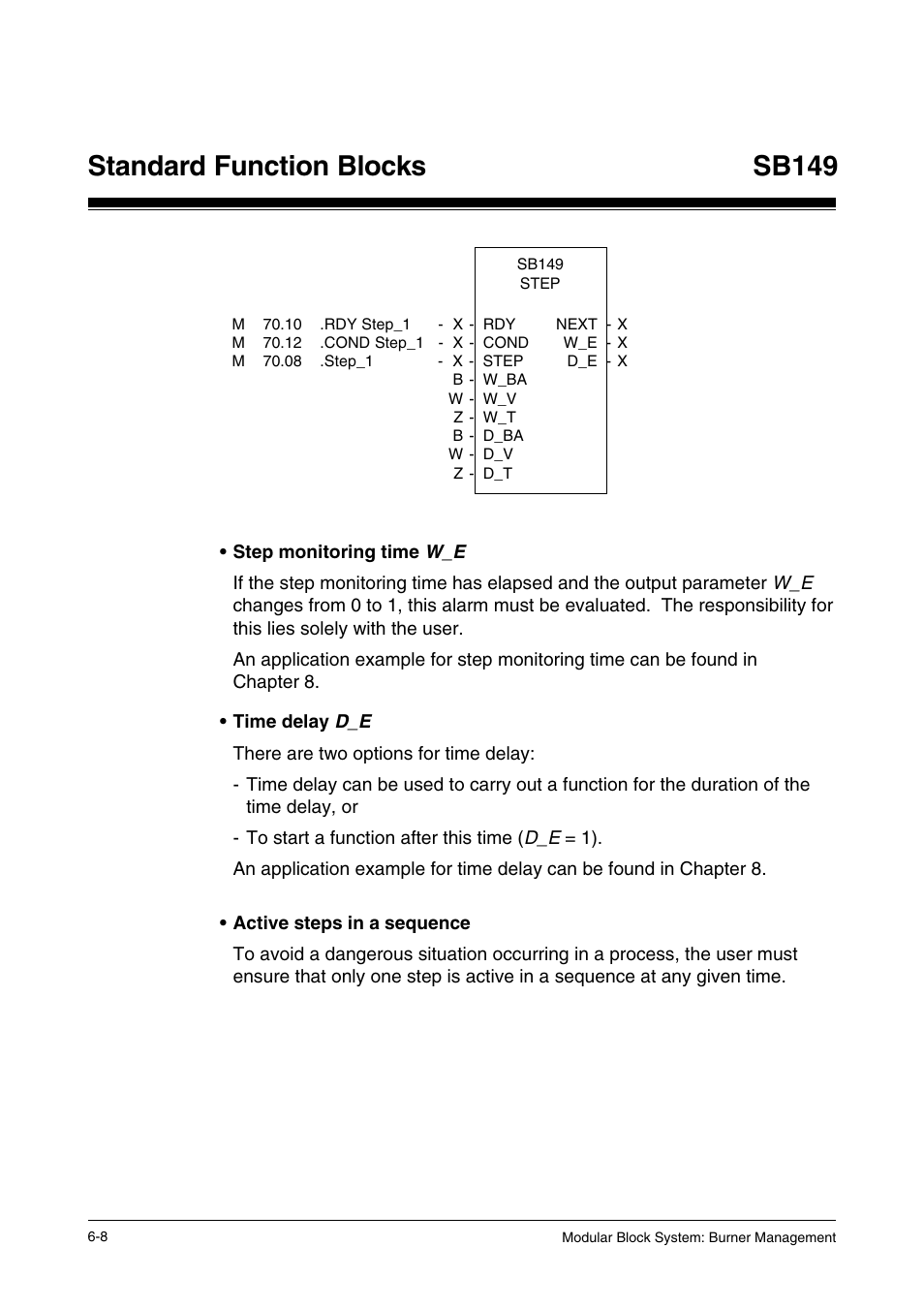 Standard function blocks sb149 | Pilz PSS SB FT, Basic license User Manual | Page 52 / 191