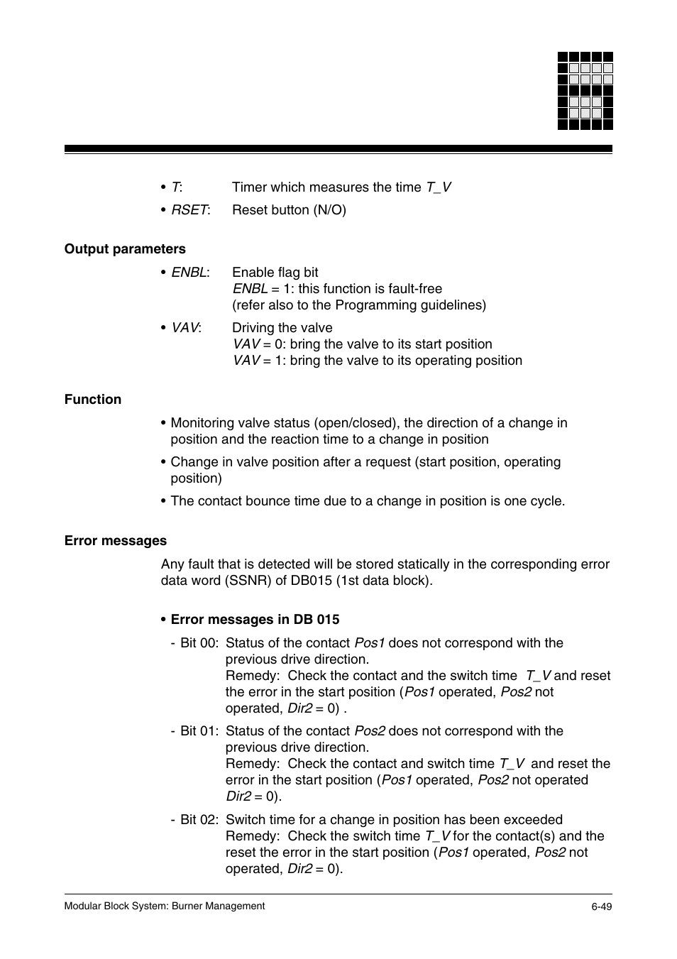 Output parameters, Function, Error messages | Pilz PSS SB FT, Basic license User Manual | Page 93 / 191