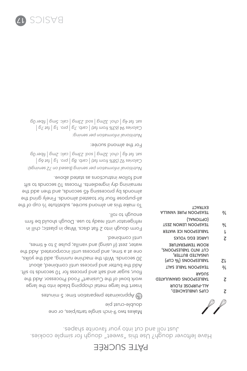 Basics, Pâ te sucrée | Cuisinart Elite DLC-XPN User Manual | Page 70 / 87