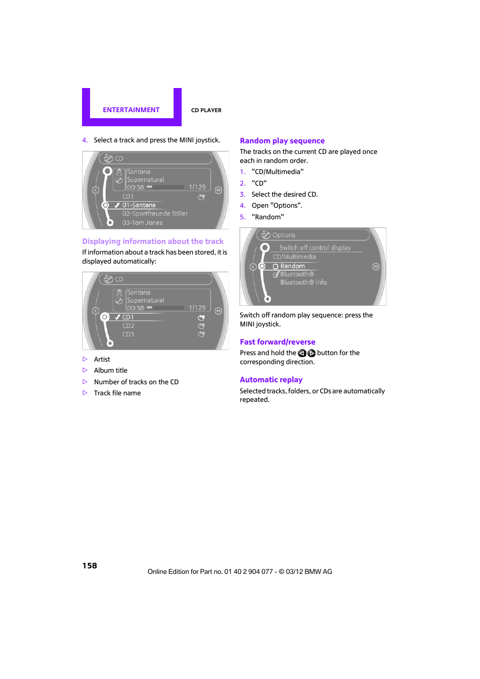 Mini 2012 Coupe Roadster Convertible User Manual | Page 159 / 283