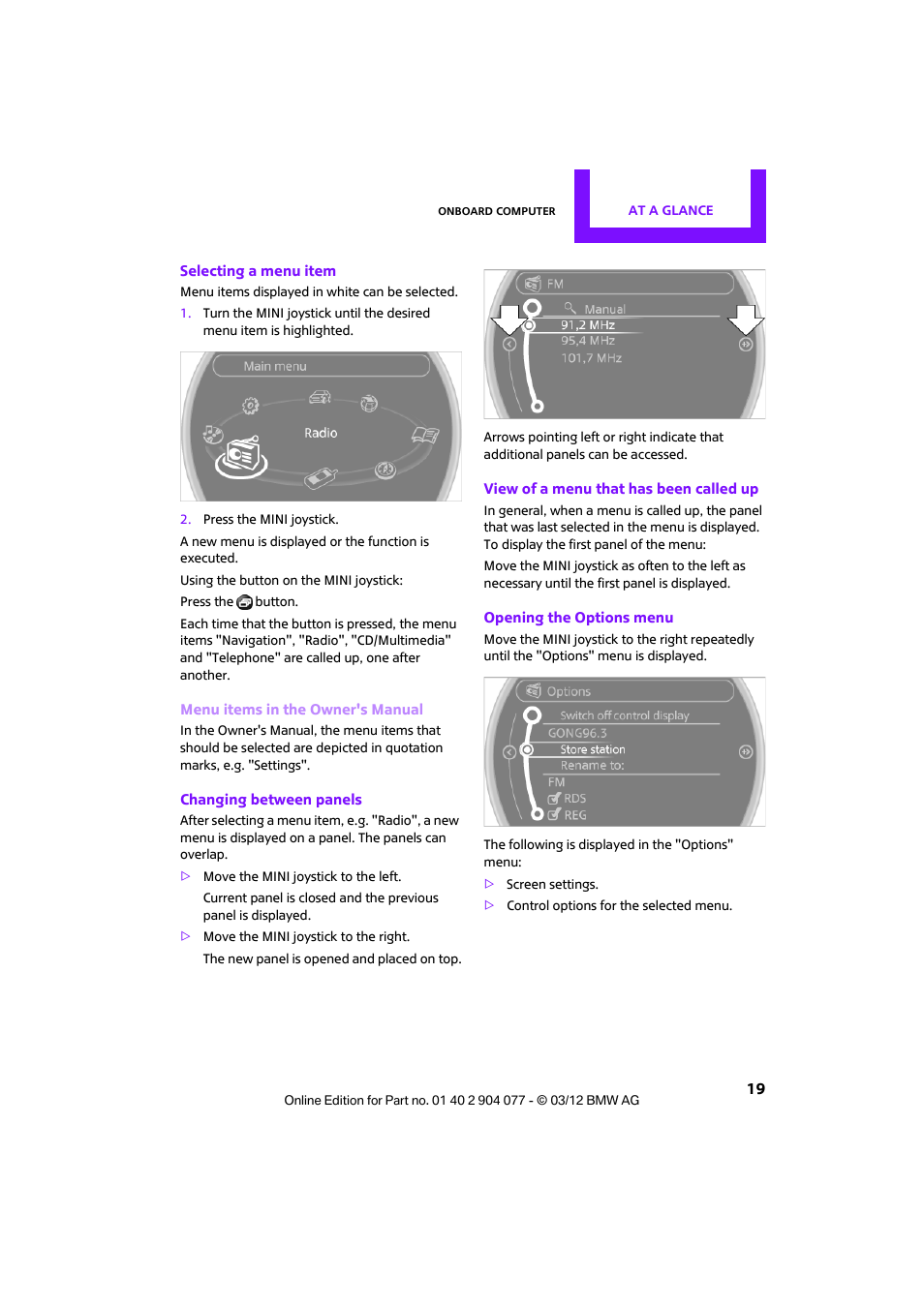 Mini 2012 Coupe Roadster Convertible User Manual | Page 20 / 283