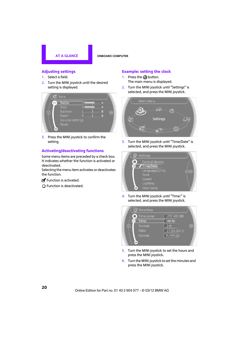 Mini 2012 Coupe Roadster Convertible User Manual | Page 21 / 283