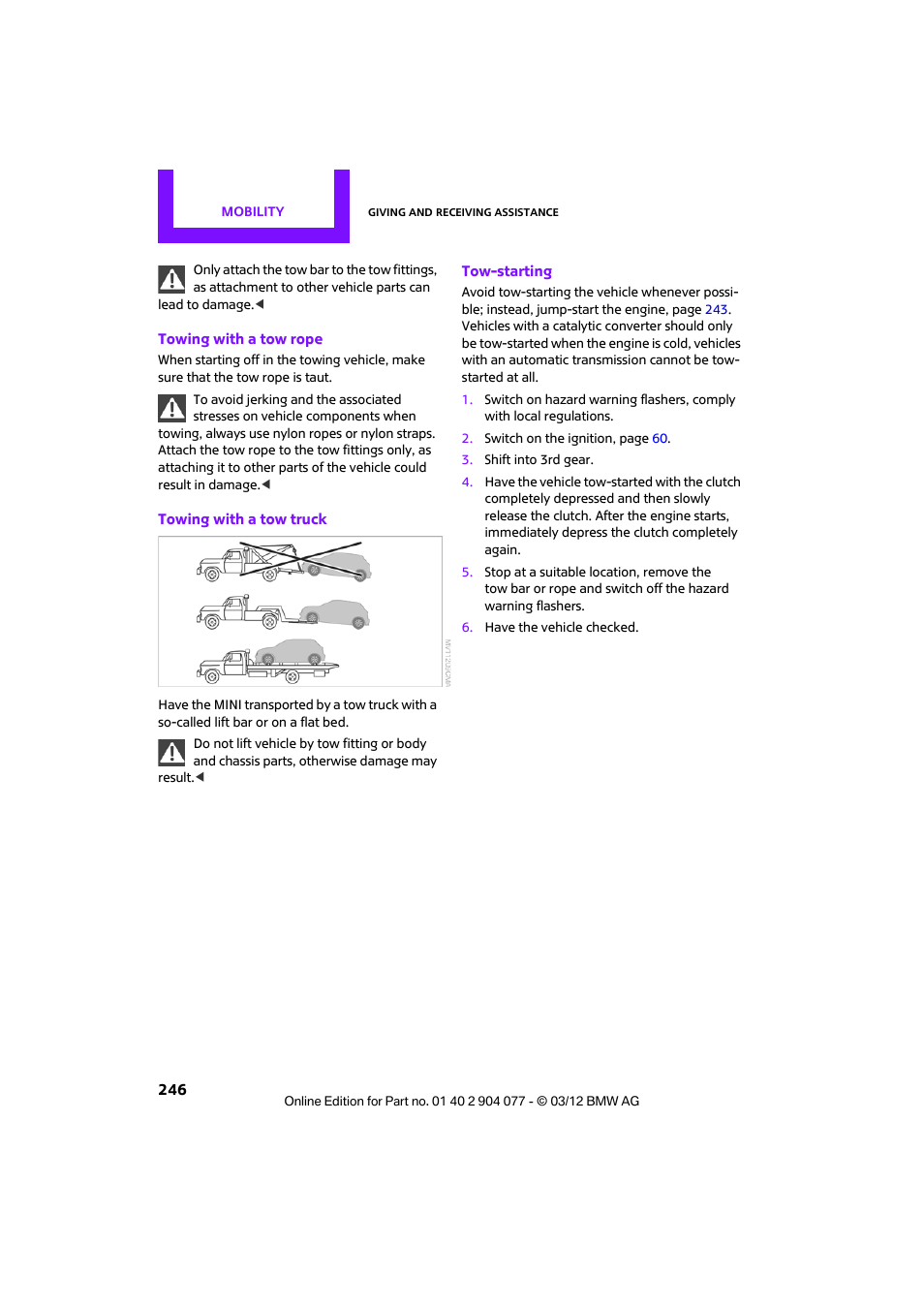 Mini 2012 Coupe Roadster Convertible User Manual | Page 247 / 283