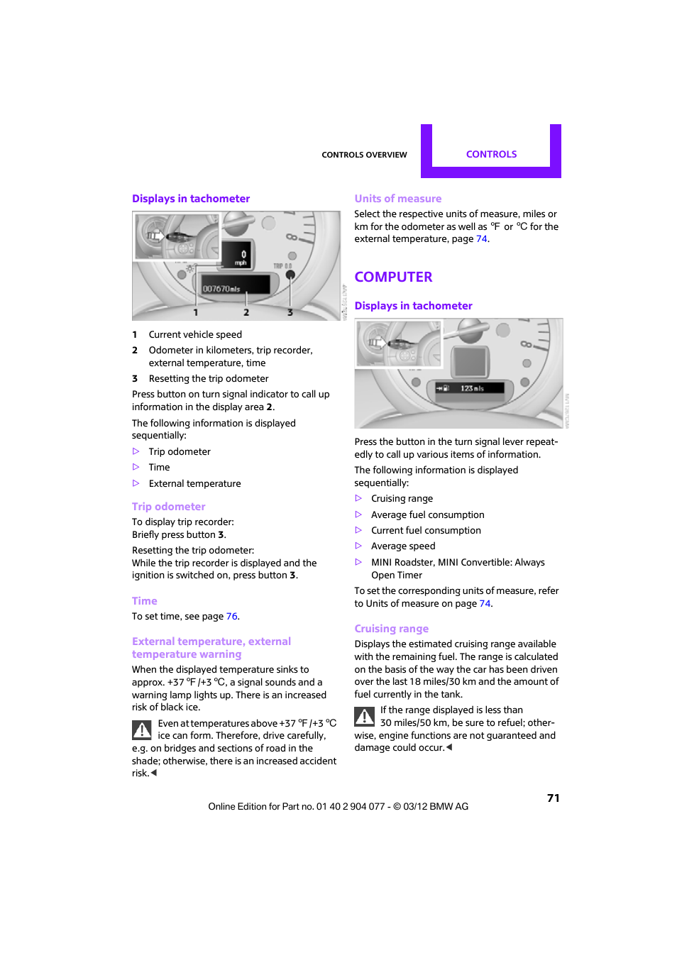 Computer | Mini 2012 Coupe Roadster Convertible User Manual | Page 72 / 283