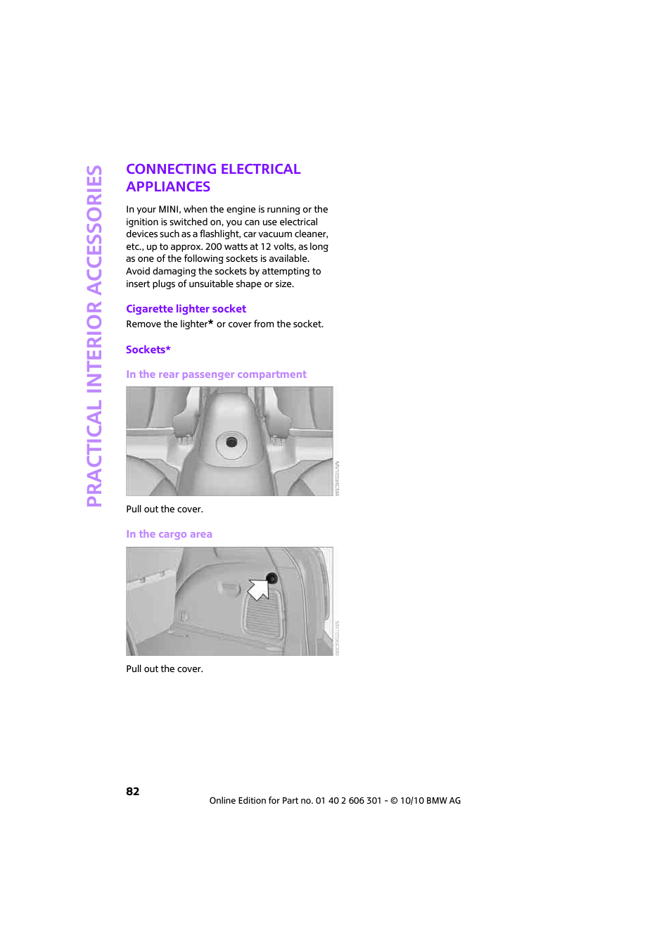 Connecting electrical appliances, Practical interior accessories | Mini 2011 Countryman User Manual | Page 84 / 176