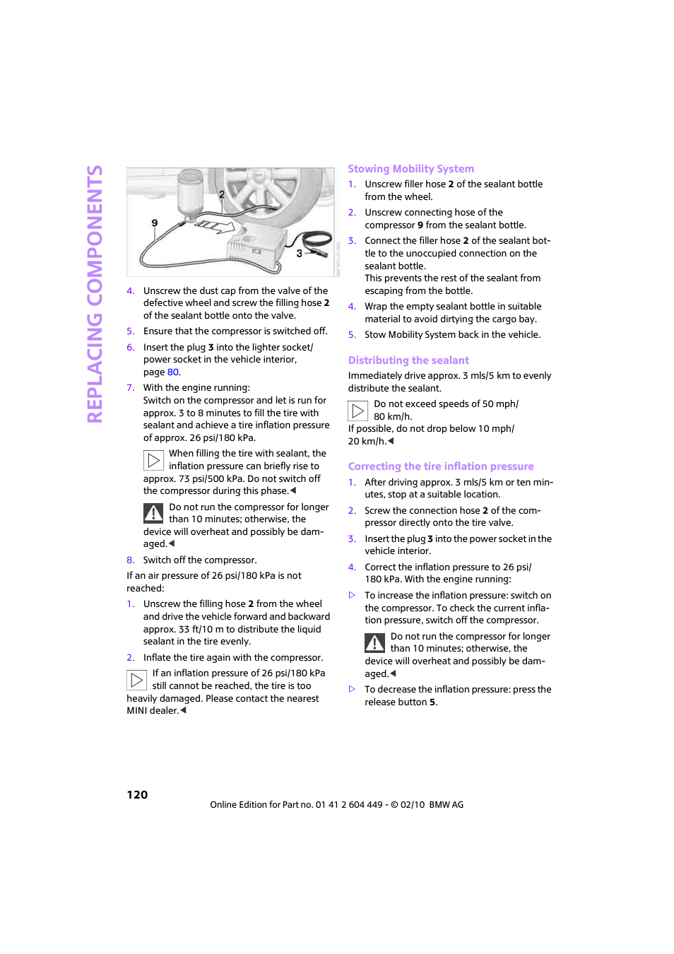 Re p la c ing co mp o n en ts | Mini 2010 Clubman User Manual | Page 122 / 160