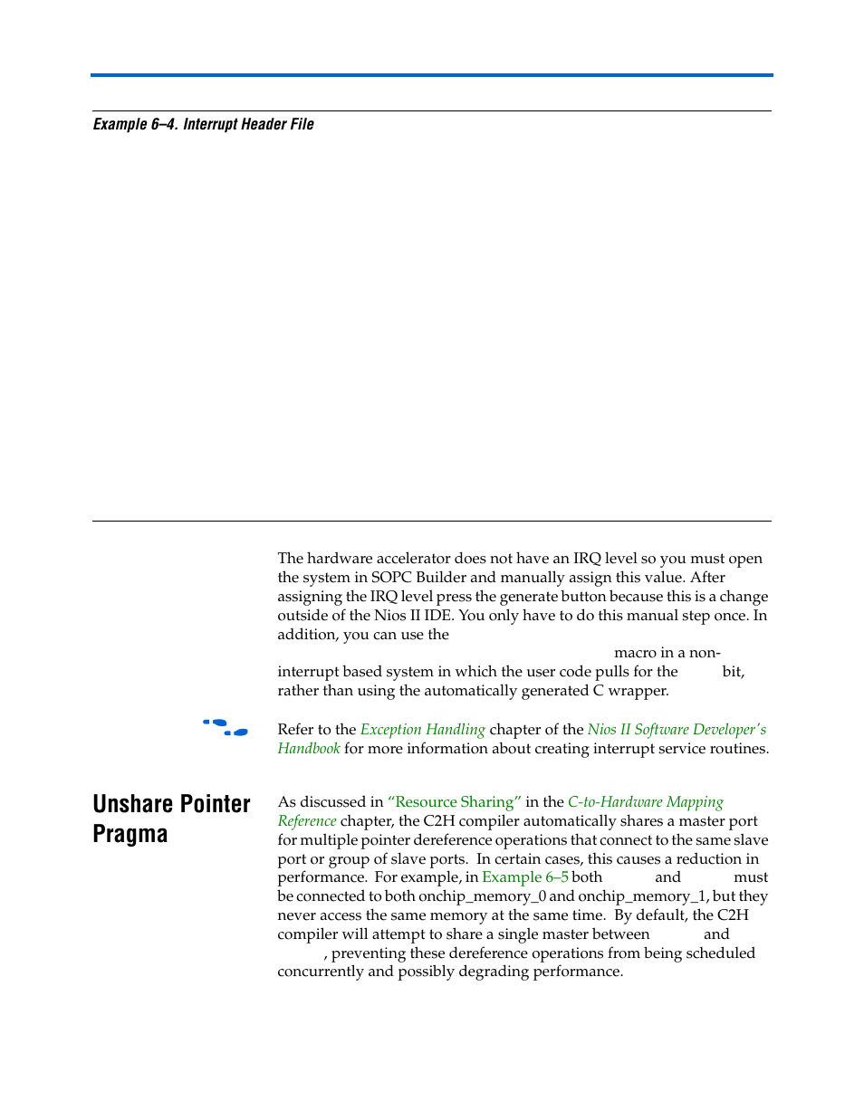Unshare pointer pragma, Unshare pointer pragma –5 | Altera Nios II C2H Compiler User Manual | Page 123 / 138