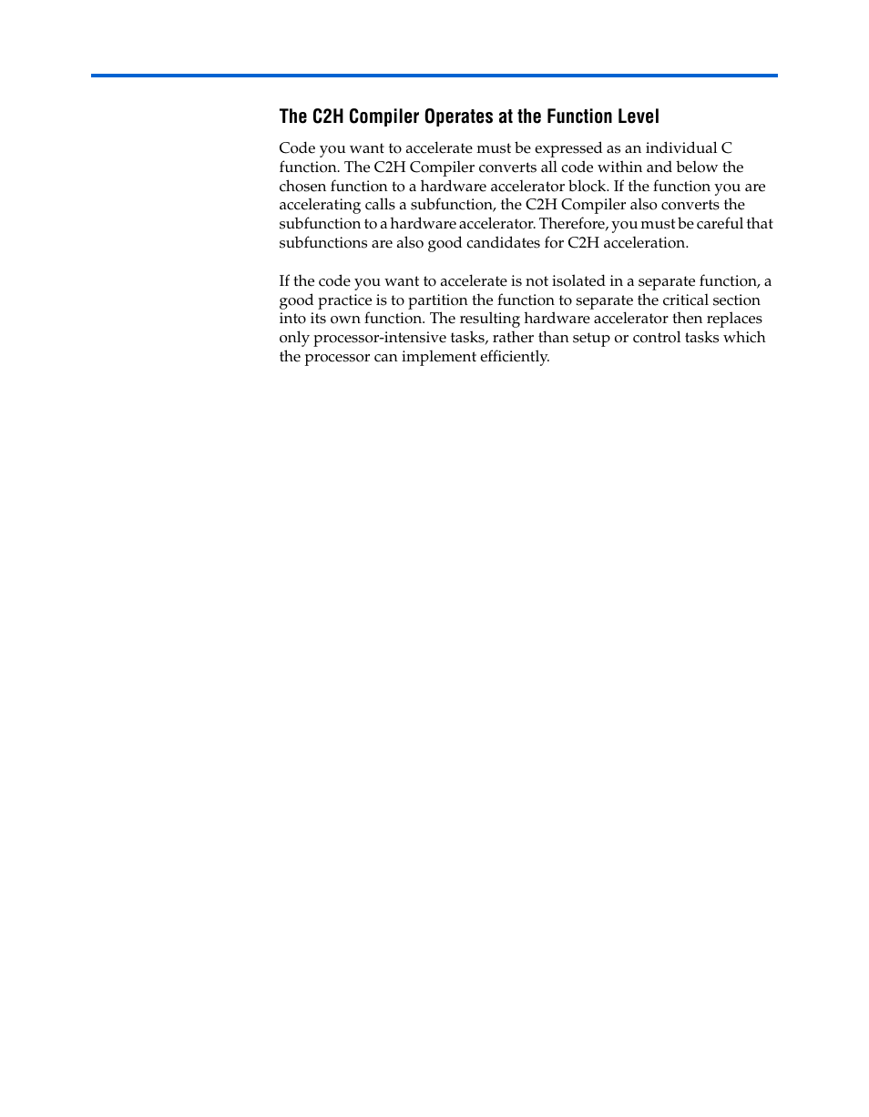 The c2h compiler operates at the function level | Altera Nios II C2H Compiler User Manual | Page 14 / 138