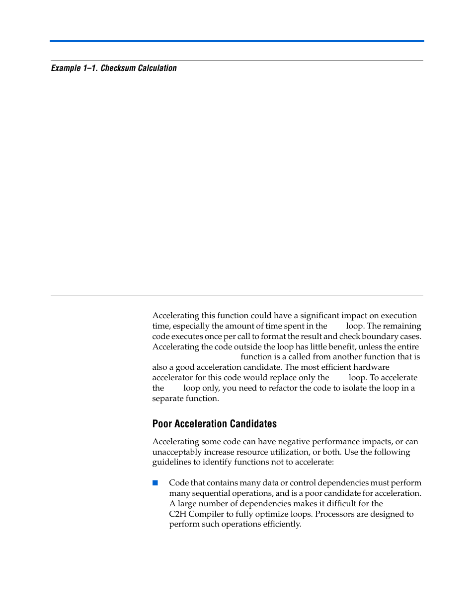 Poor acceleration candidates, Poor acceleration candidates –14 | Altera Nios II C2H Compiler User Manual | Page 20 / 138