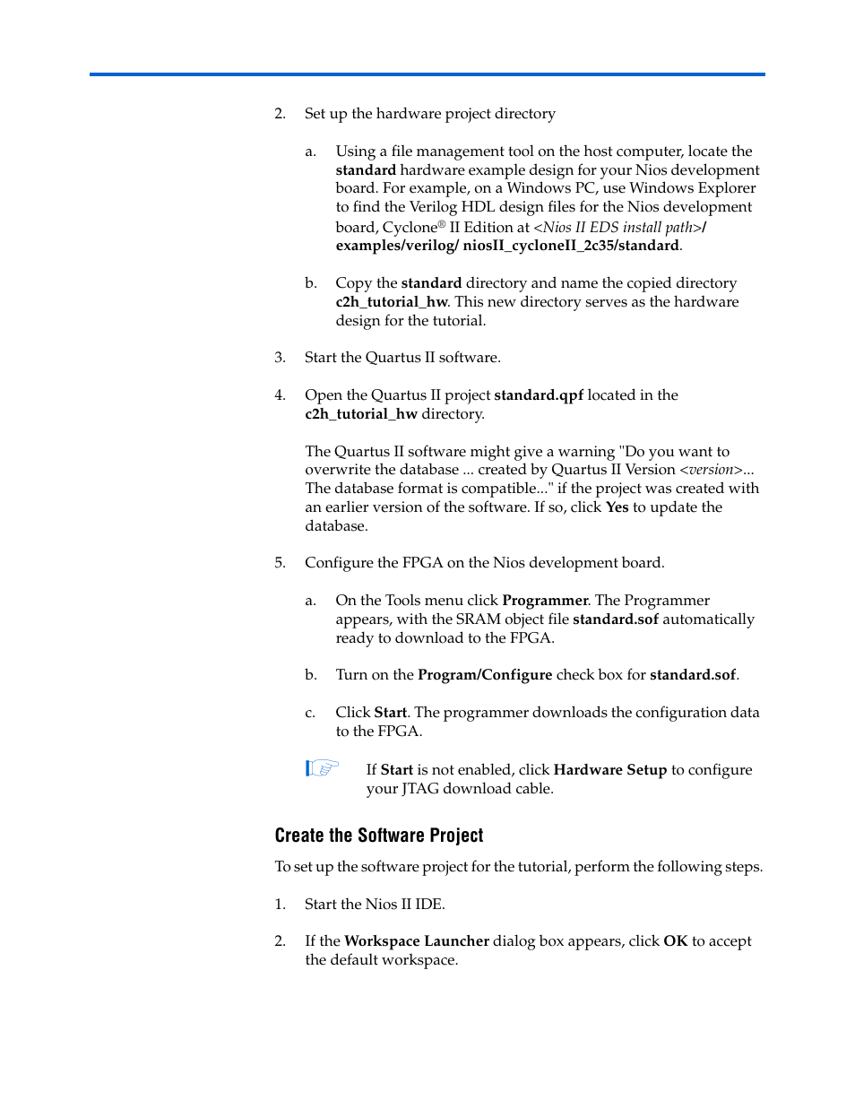 Create the software project | Altera Nios II C2H Compiler User Manual | Page 28 / 138