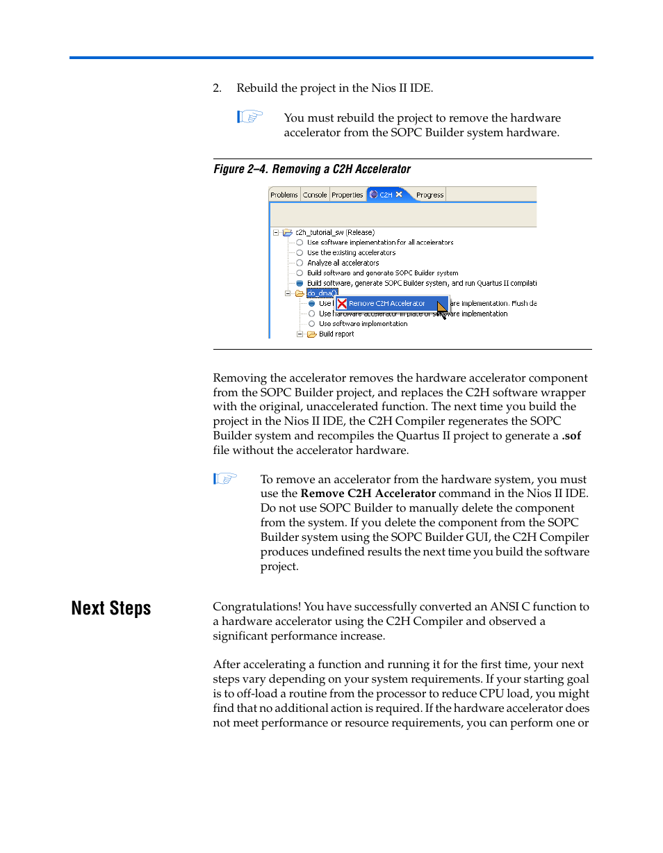 Next steps, Next steps –16 | Altera Nios II C2H Compiler User Manual | Page 38 / 138