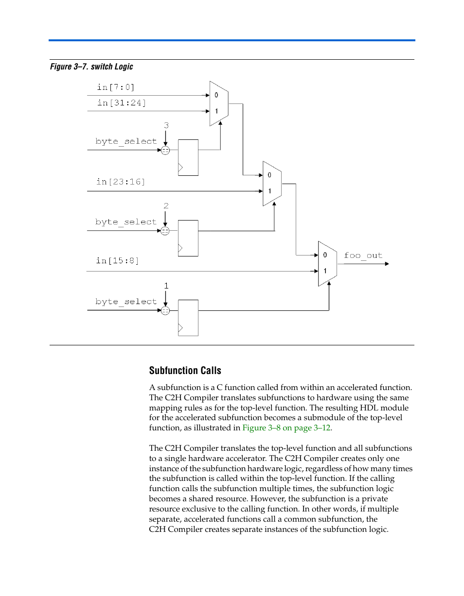 Subfunction calls, Subfunction calls –11, Figure 3–7 | Altera Nios II C2H Compiler User Manual | Page 51 / 138