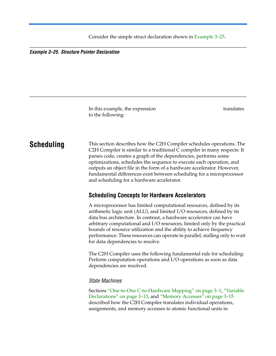 Scheduling, Scheduling concepts for hardware accelerators, State machines | Scheduling –30, Scheduling concepts for hardware accelerators –30 | Altera Nios II C2H Compiler User Manual | Page 70 / 138