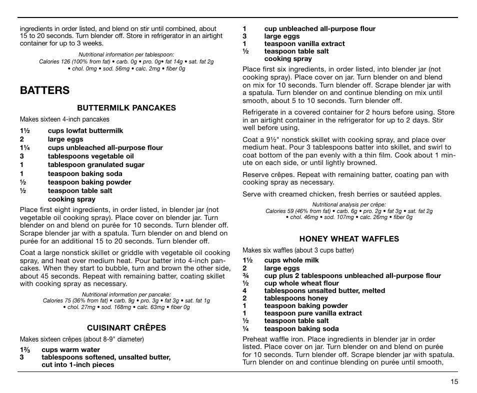 Batters | Cuisinart SPB-7 Series User Manual | Page 15 / 41
