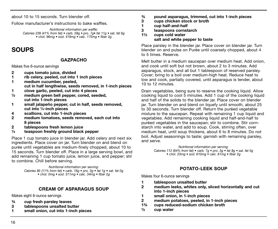 Soups | Cuisinart SPB-7 Series User Manual | Page 16 / 41