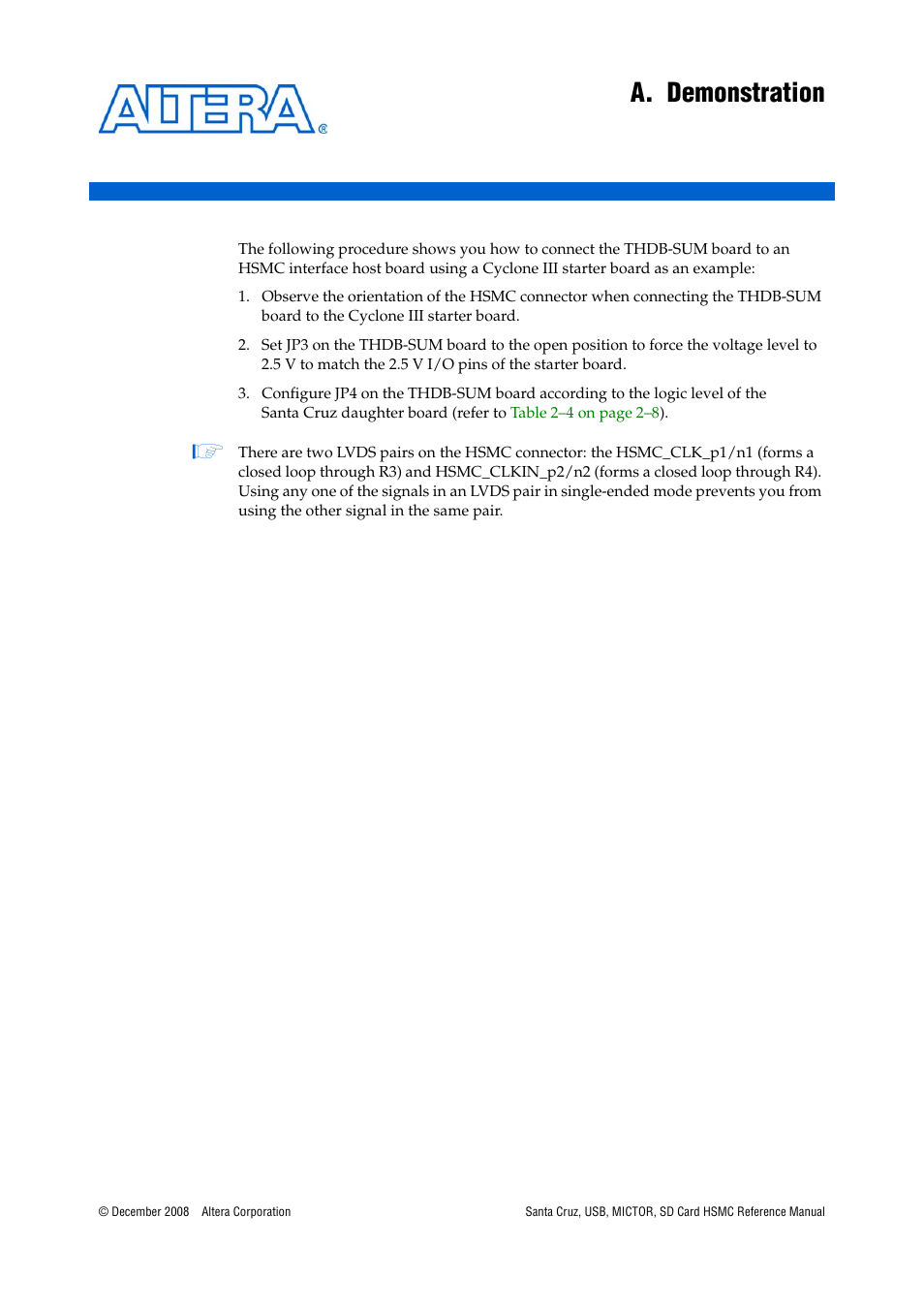 Appendix a. demonstration, A. demonstration | Altera Santa Cruz User Manual | Page 25 / 28