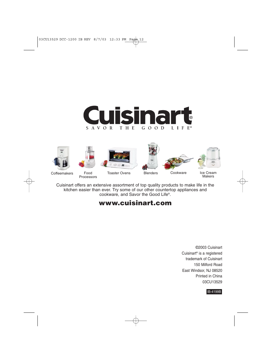 Cuisinart DCC-1200 User Manual | Page 12 / 12