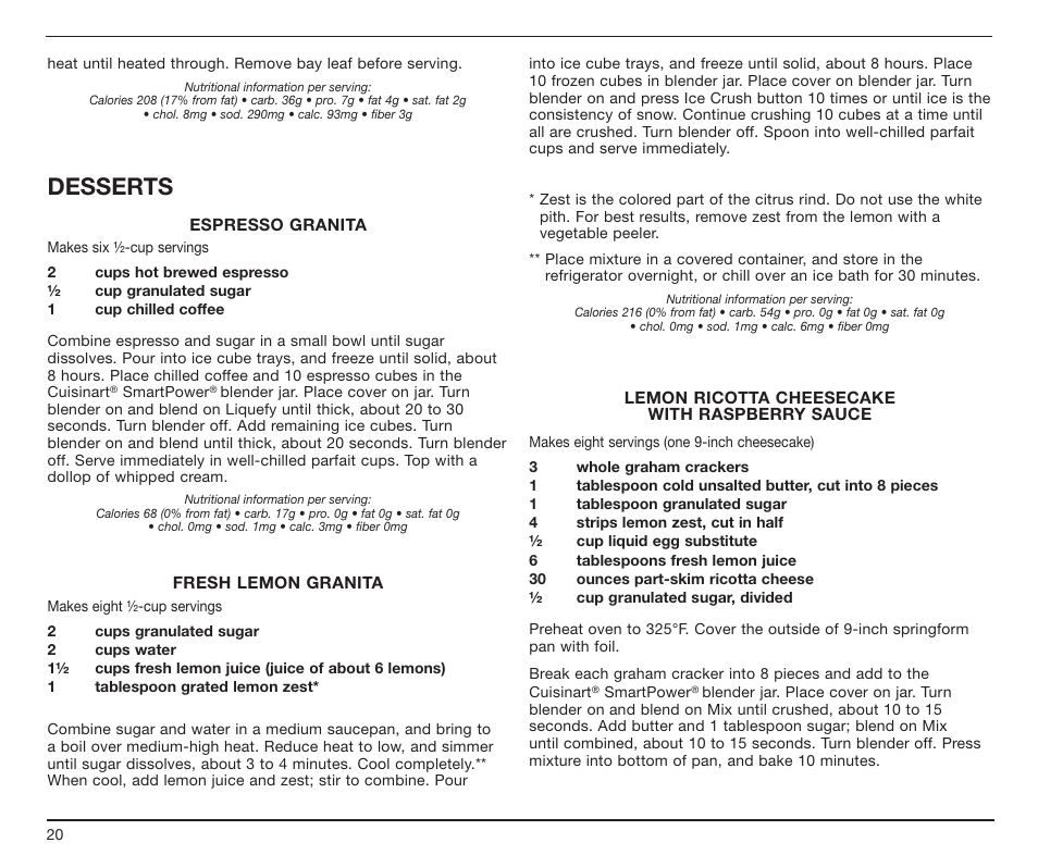Desserts | Cuisinart SPB-7CH User Manual | Page 20 / 25