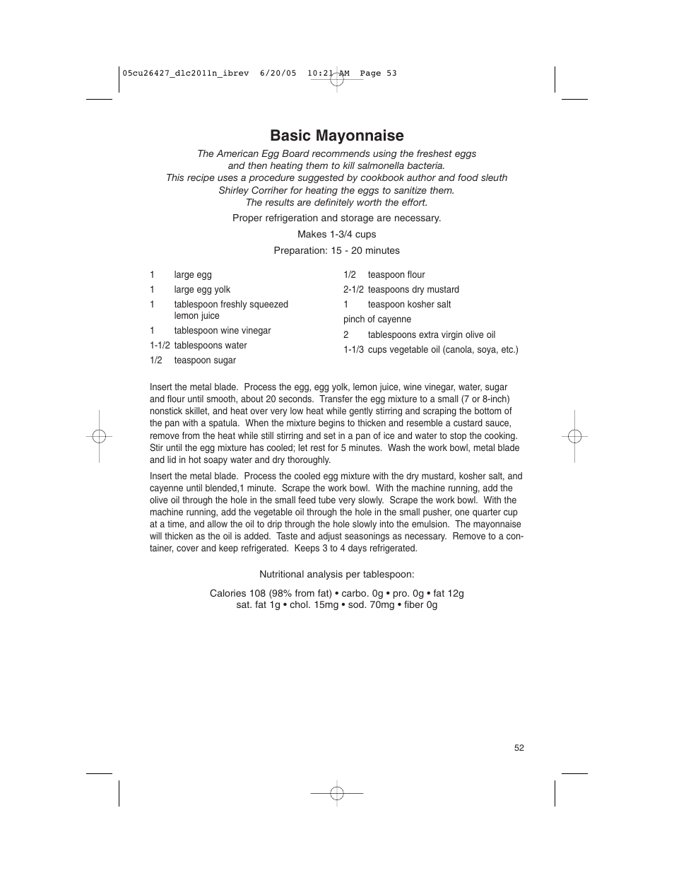 Basic mayonnaise | Cuisinart DLC-2011N User Manual | Page 53 / 68