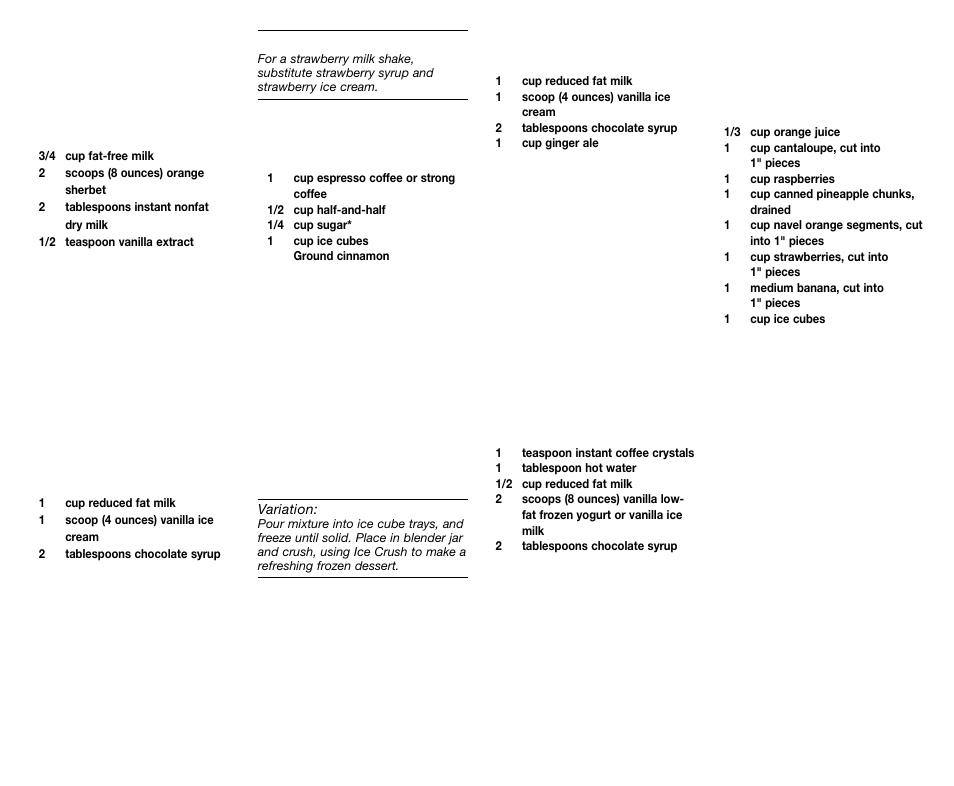 Milk shakes & frappes, Smoothies | Cuisinart BFP-703 Series User Manual | Page 14 / 25