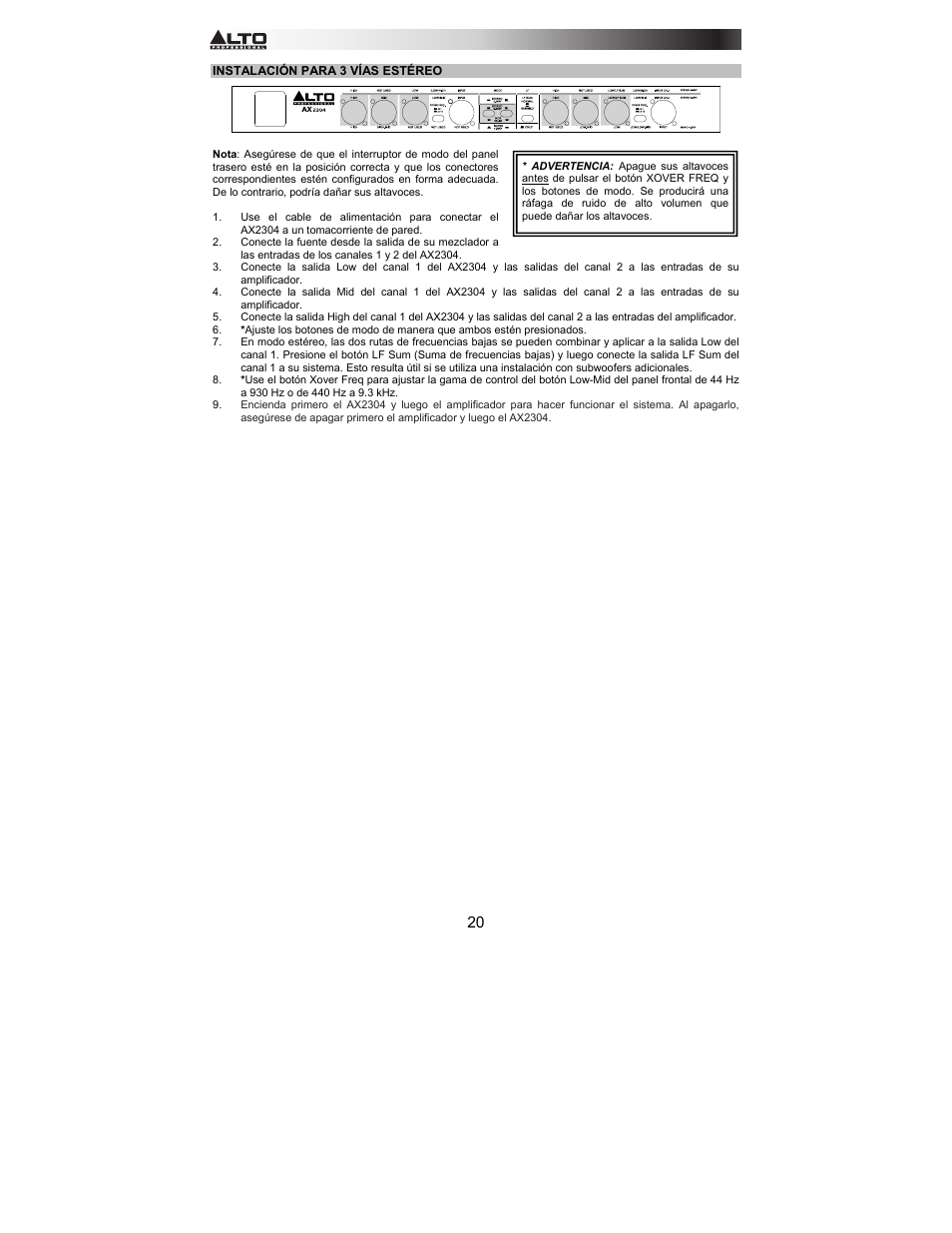 Alto Professional AX2304 User Manual | Page 20 / 64