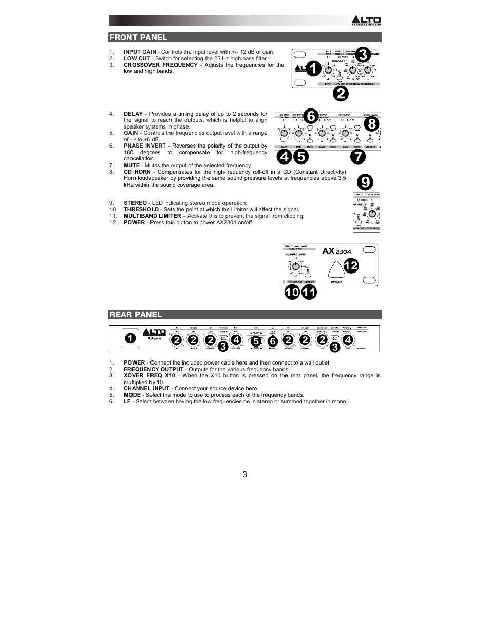 Alto Professional AX2304 User Manual | Page 3 / 64