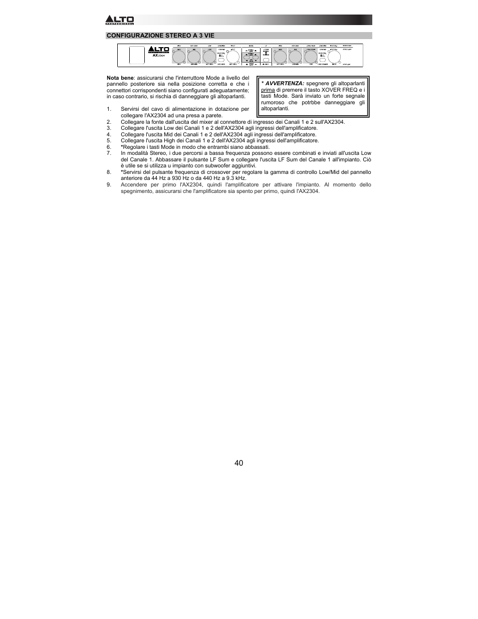 Alto Professional AX2304 User Manual | Page 40 / 64