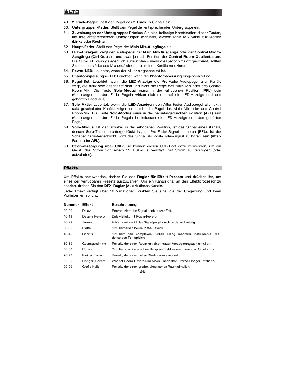 Effekte | Alto Professional Live 2404 User Manual | Page 36 / 48