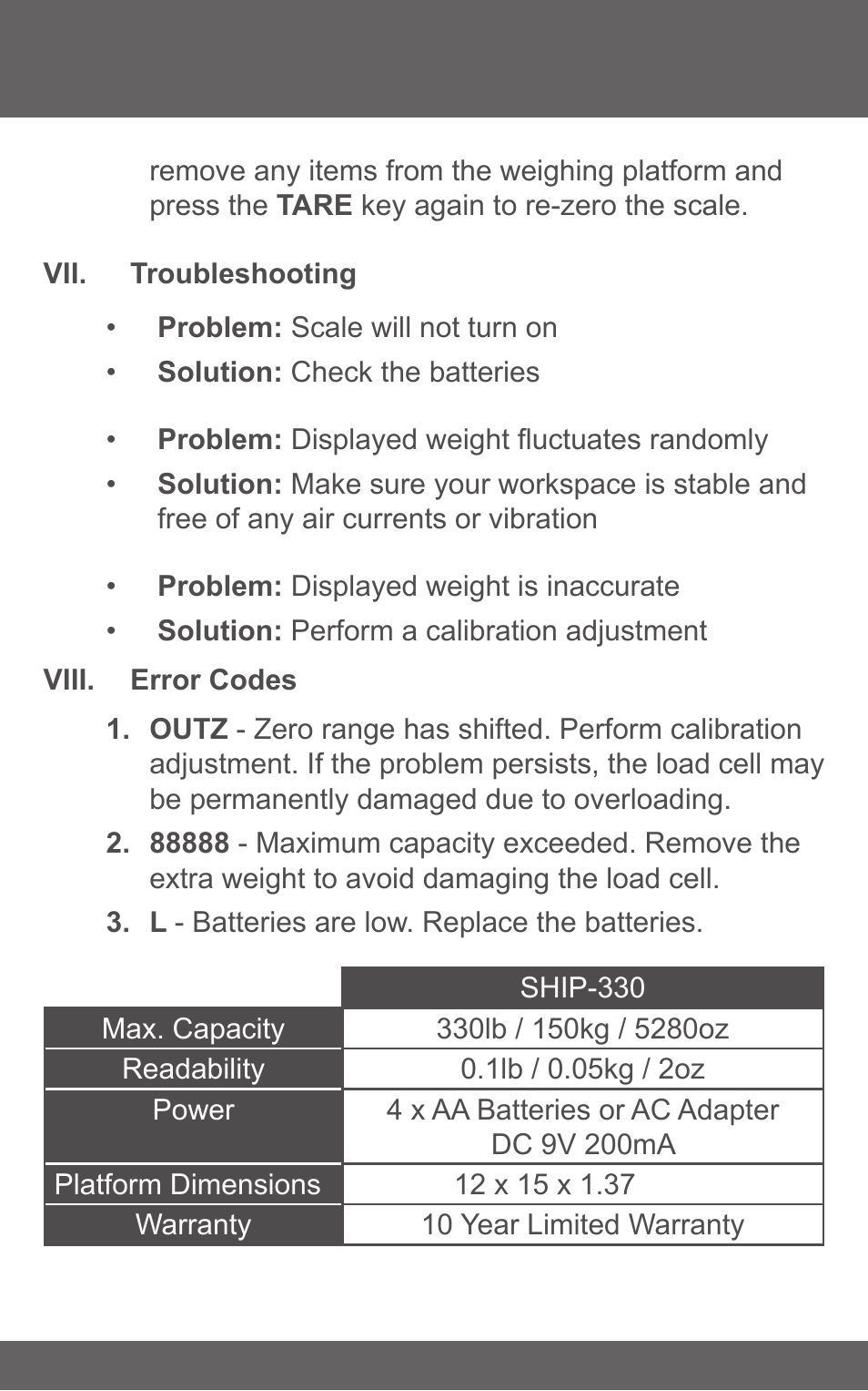 American Weigh Scales (AWS) AMW SHIP-330 User Manual | Page 5 / 6