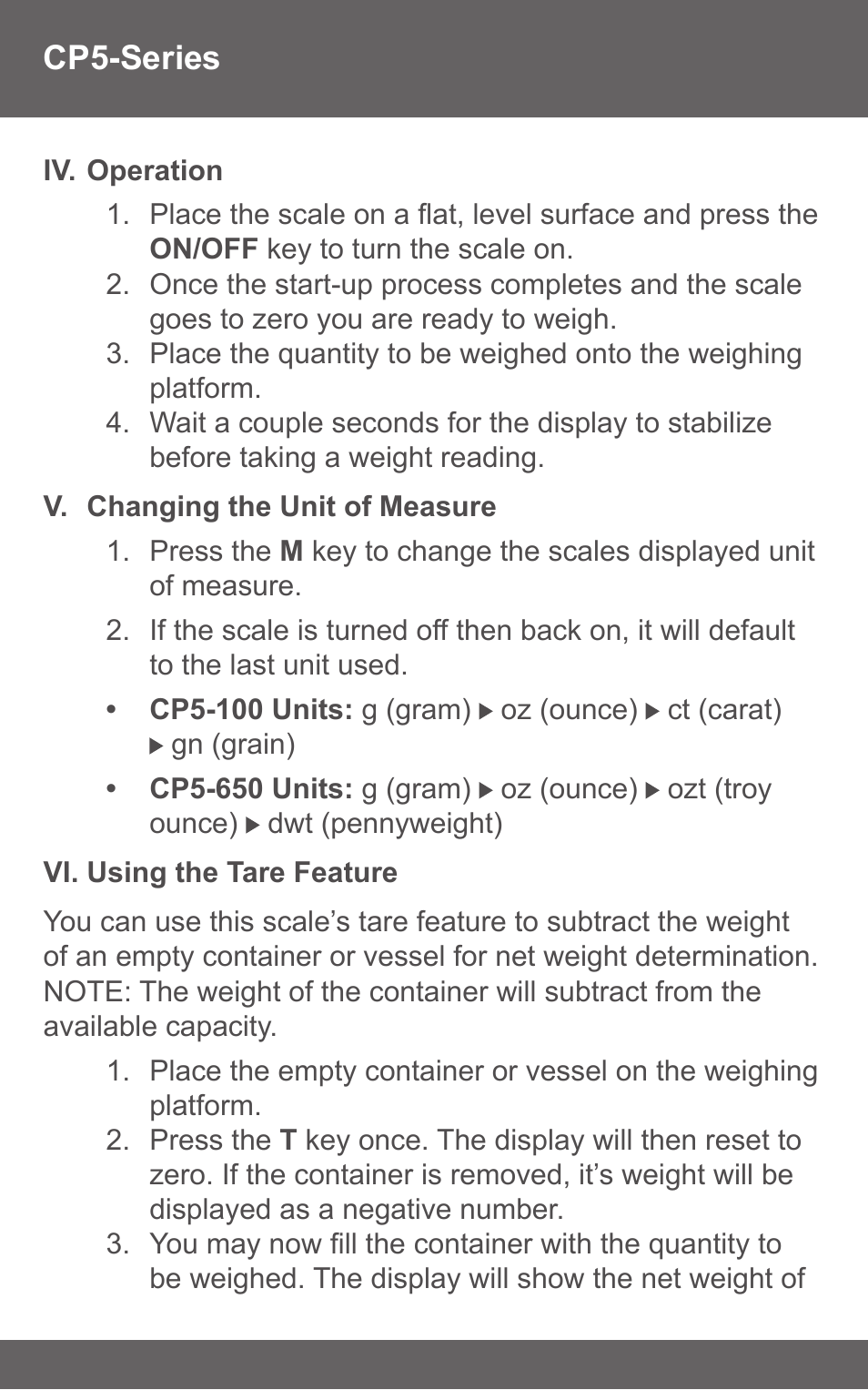 American Weigh Scales (AWS) CP5-650 User Manual | Page 4 / 7