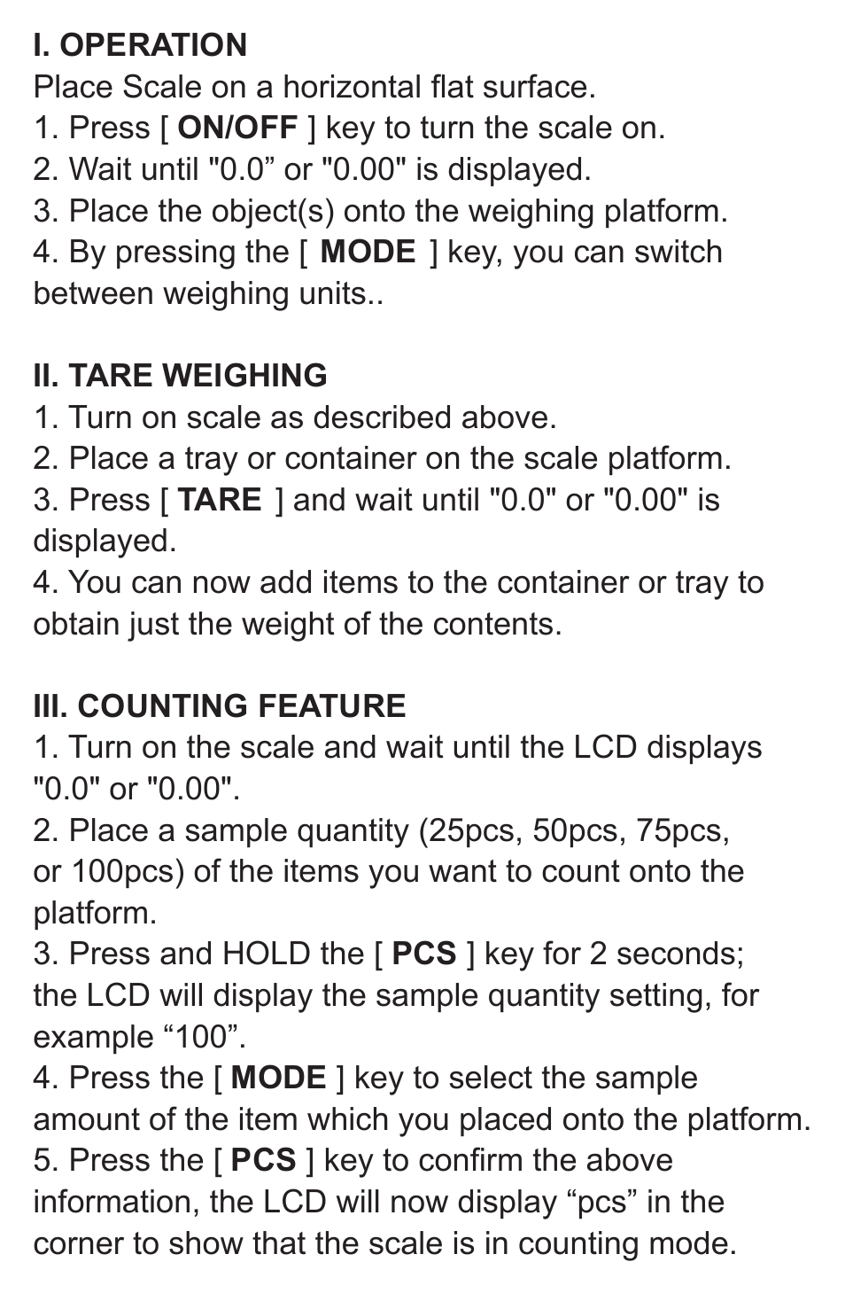 American Weigh Scales (AWS) CG-500 User Manual | Page 3 / 6