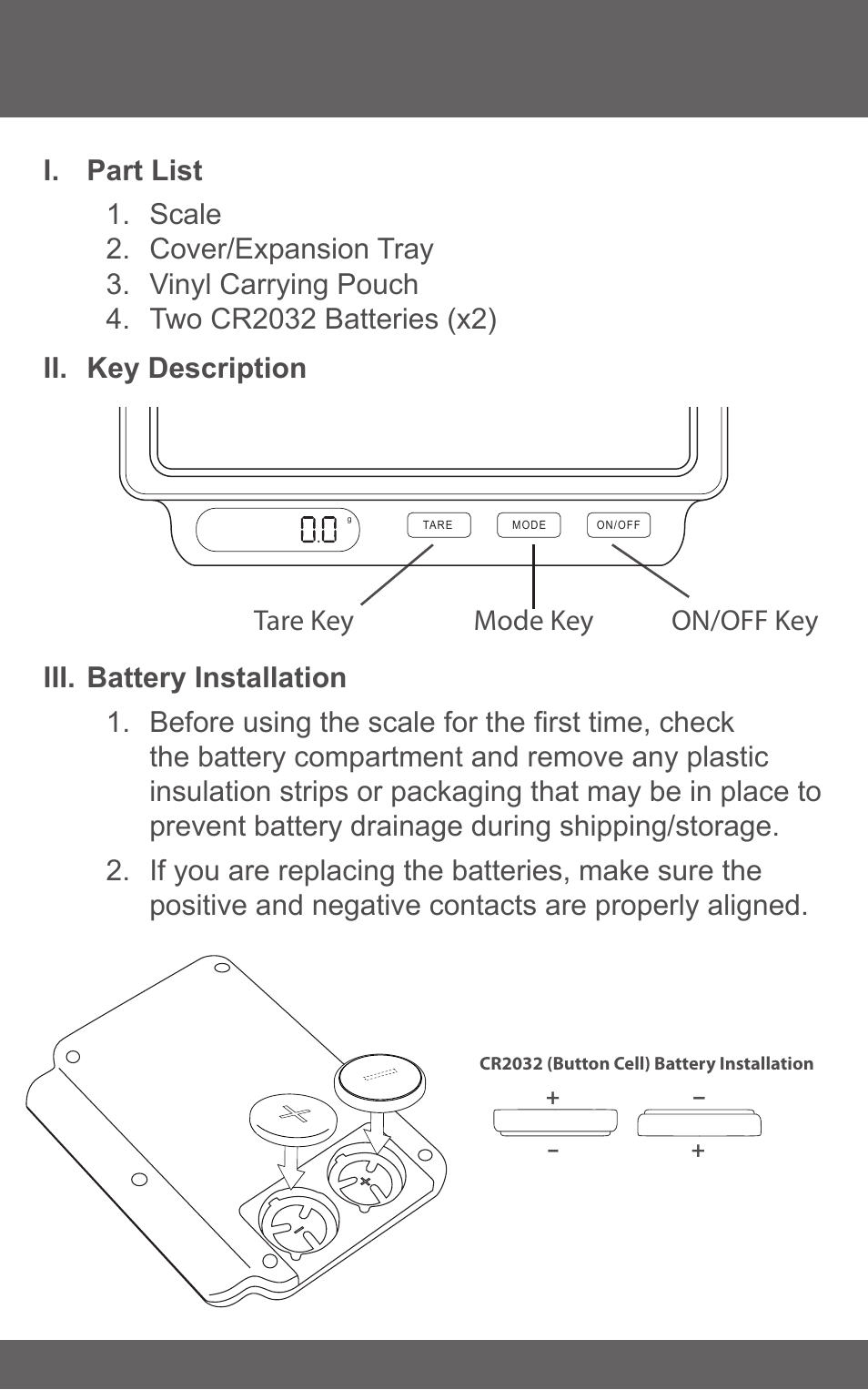 Mode key tare key on/off key | American Weigh Scales (AWS) Card-500 User Manual | Page 3 / 6