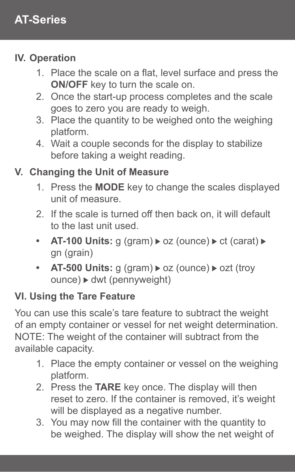 American Weigh Scales (AWS) AT-500 User Manual | Page 4 / 7