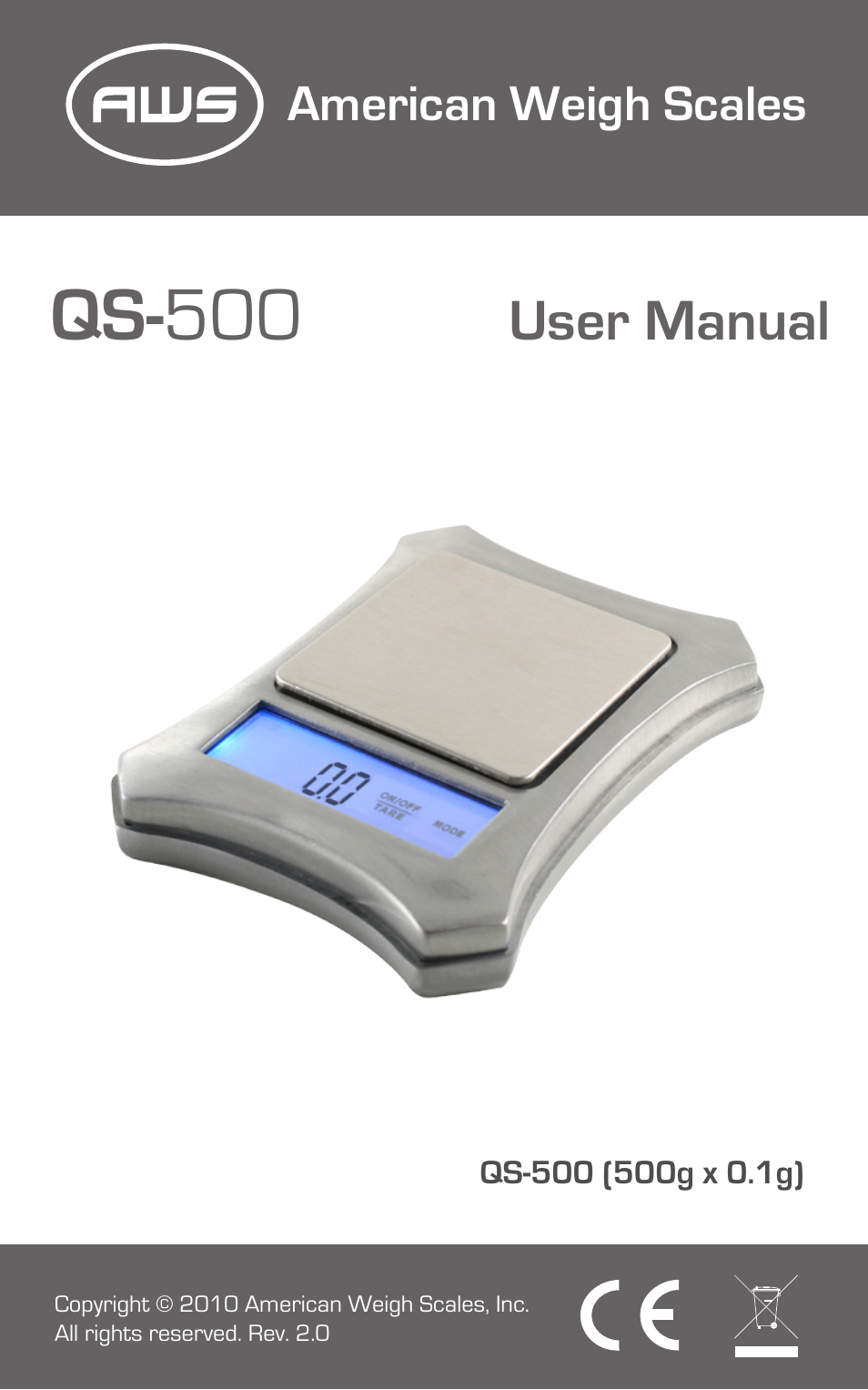 American Weigh Scales (AWS) QS-500 User Manual | 7 pages