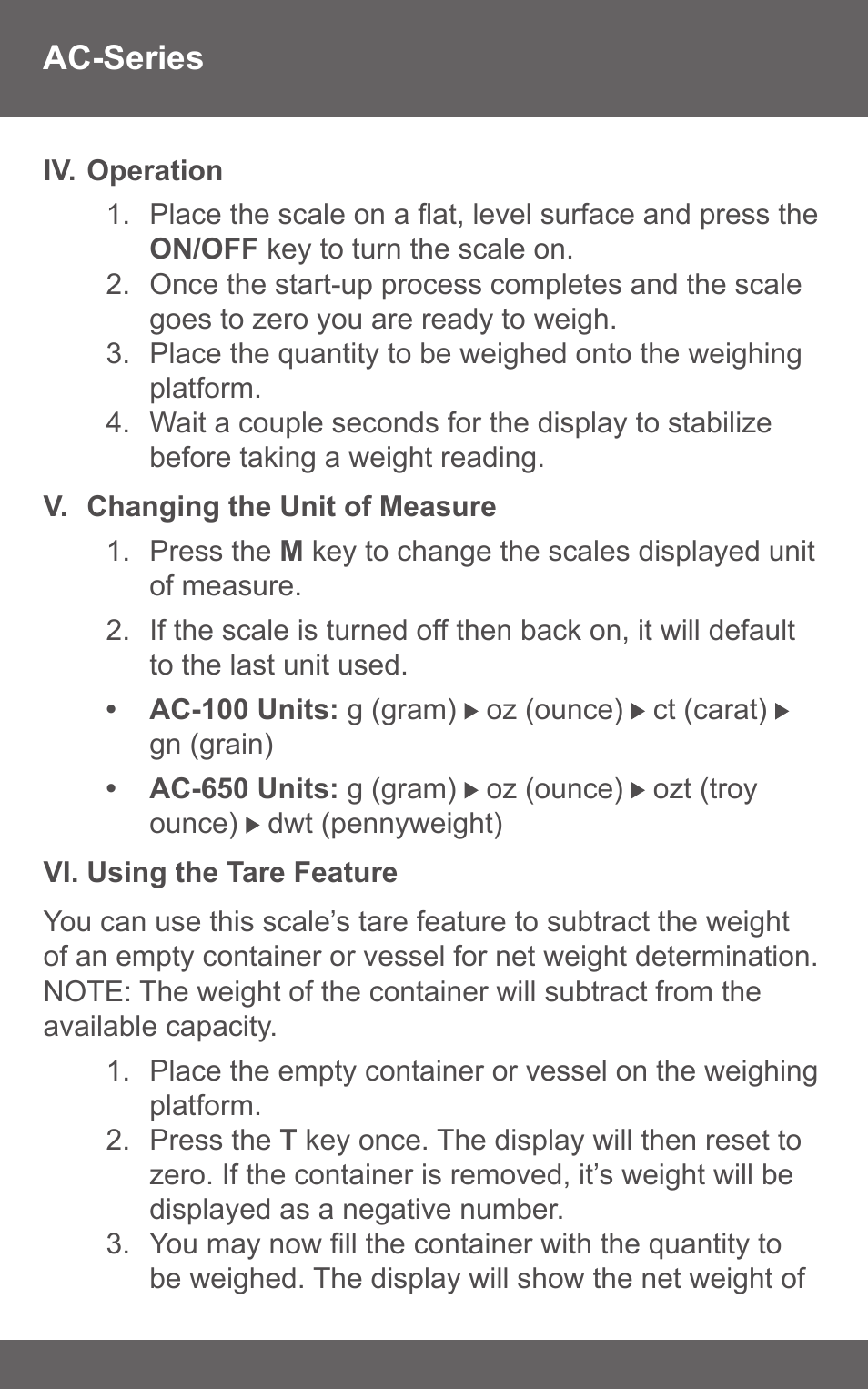 American Weigh Scales (AWS) AC-650 User Manual | Page 4 / 7